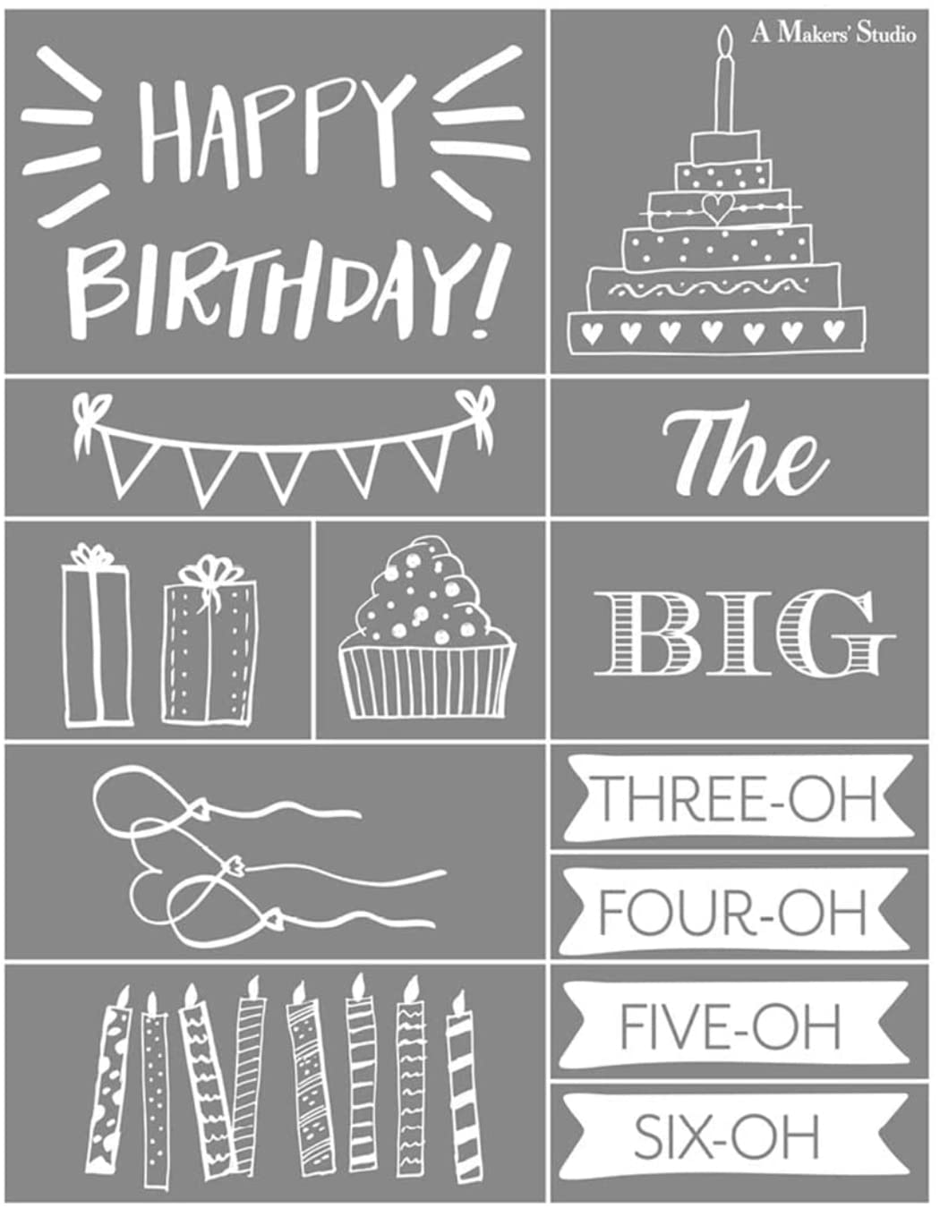 Happy Birthday Mesh Adhesive Stencil - Reusable 8.5x11 Inch Stencil for Chalk Paste Transfers, Silk Screen Printing & DIY Crafts | Perfect for Party Decorations, Cake Decorating & Sign Making