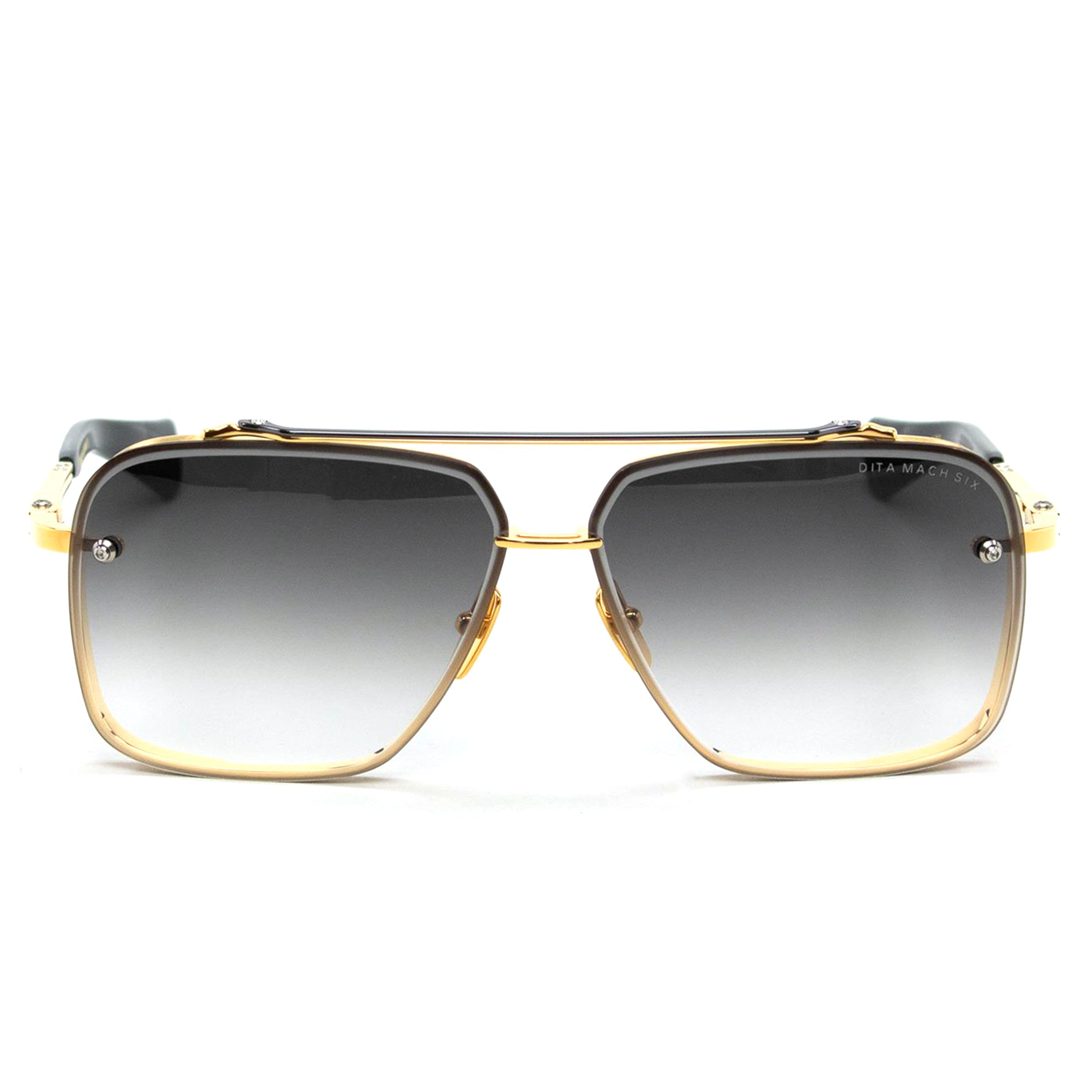 Dita Eyewear DTS121 Mach Six Yellow Gold/Black Polarized Sunglasses for Men - Luxury Aviator Style for Driving, Travel & Outdoor Activities