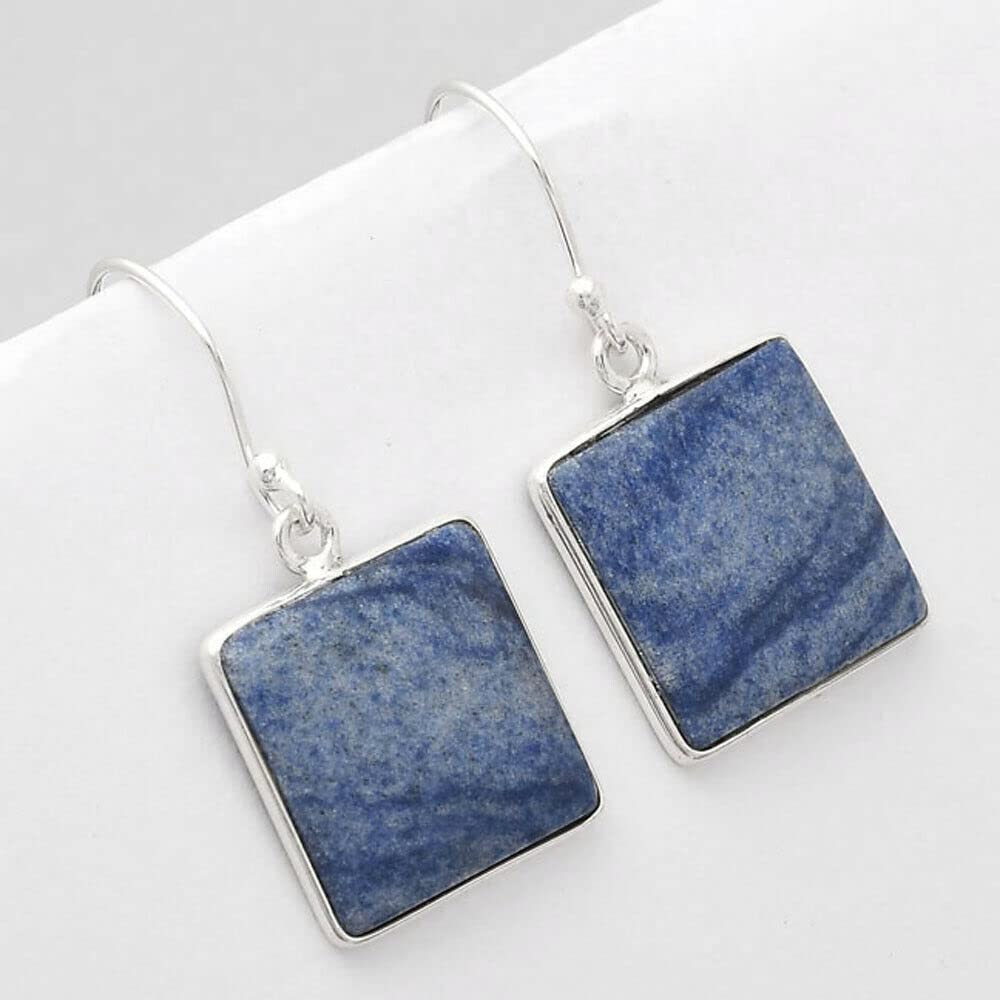 Handmade Dumortierite Quartz 925 Sterling Silver Dangle Earrings for Women - Natural Stone Jewelry with French Hook - Elegant Gift for Birthday, Anniversary & Special Occasions