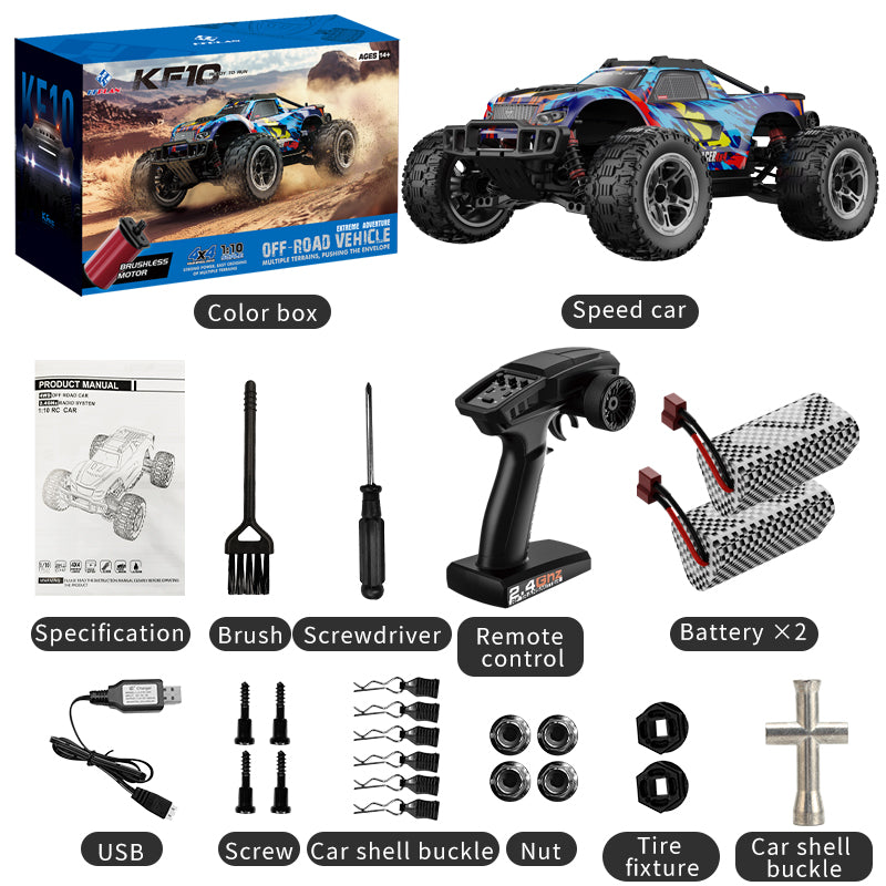 KFPLAN KF10 1/10 Scale Brushless RC Car - 4WD High Speed Remote Control Racing Car 50km/h - Perfect for Off-Road Racing, Backyard Driving & RC Hobby Enthusiasts