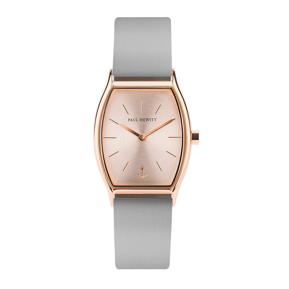 PAUL HEWITT Women's Rose Gold Stainless Steel Watch with Graphite Leather Strap & Rose Sunray Dial - Modern Edge Line Collection | Perfect for Office, Date Night & Special Occasions