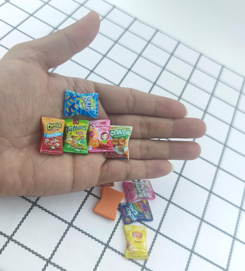 Miniature Drink Bottles & Snack Food Set - 10pcs Tiny Cake Dollhouse Decorations for Pretend Play, Kitchen Game & Party Toys - Perfect for Dollhouse Accessories, Kids Role Play & Tea Party Scenes
