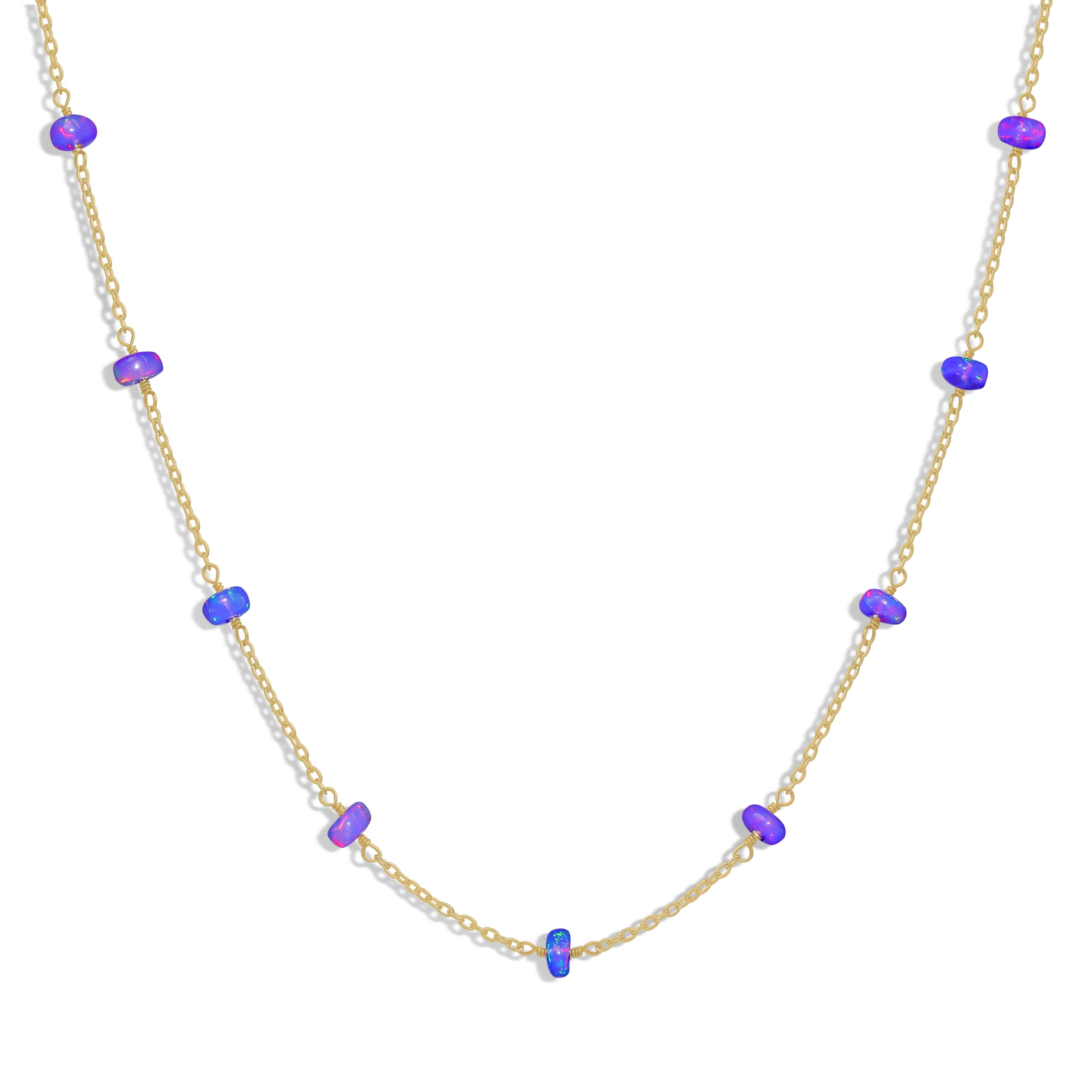 Lavender Opal Beaded Chain Necklace for Women - Elegant Bohemian Jewelry for Casual Wear, Parties & Special Occasions