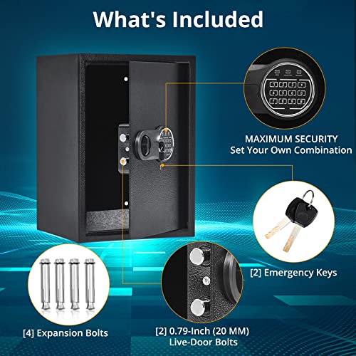 GARVEE 19.6x13.7 Inch Digital Keypad Steel Safe Box - Fireproof & Waterproof Security Safe for Home, Office, Jewelry, Cash & Documents - Heavy Duty Electronic Lock Safe for Secure Storage & Protection