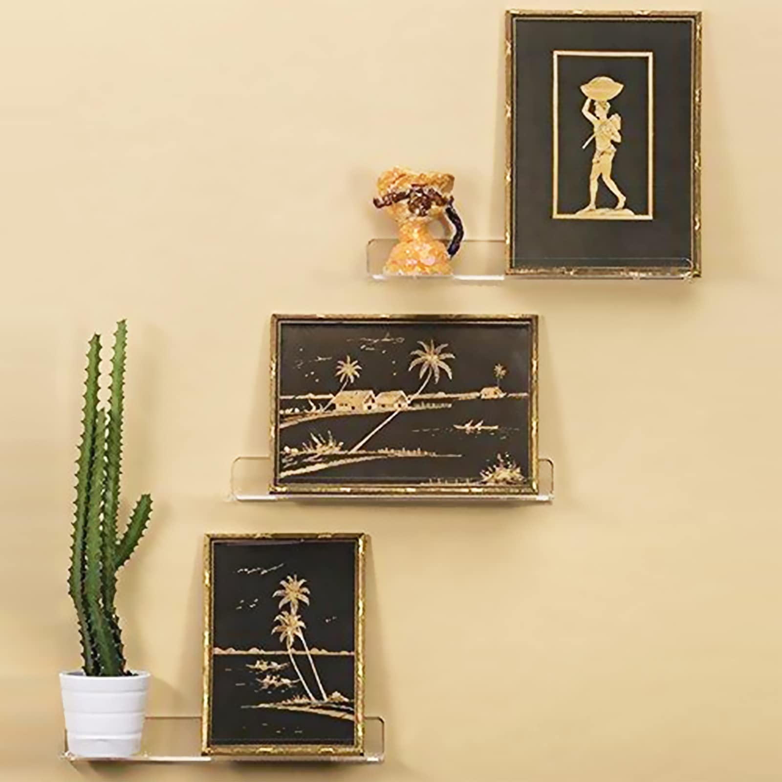 2 Pack Clear Acrylic Floating Shelves 15 Inch - Invisible Wall Mounted Shelves for Nursery, Bathroom, Kitchen - Perfect for Books, Spices, Cosmetics, Photos & Home Decor Organization