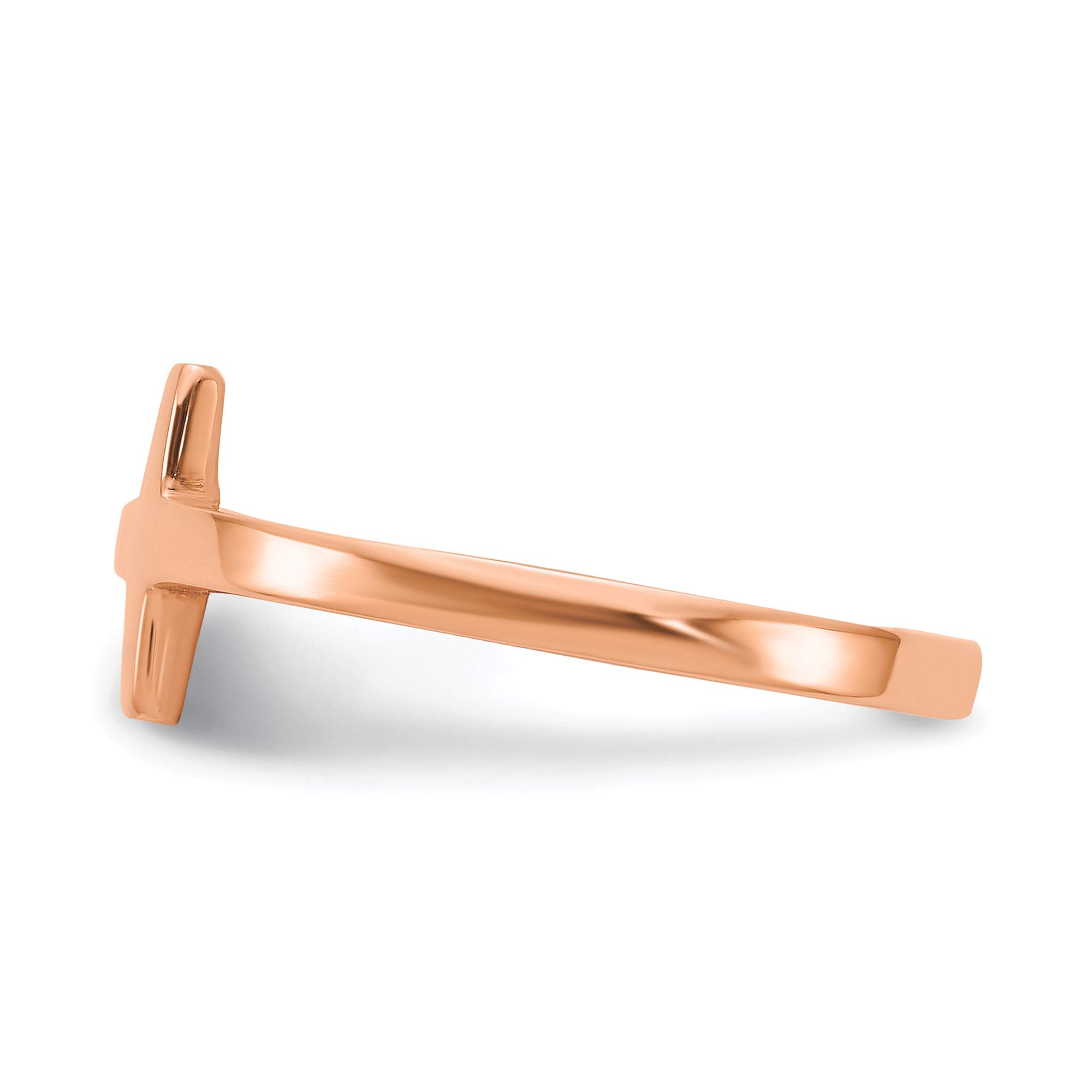 14K Rose Gold Sideways Cross Ring for Women - Size 7 - Dainty Minimalist Cross Jewelry - Perfect for Everyday Wear, Gifts & Special Occasions
