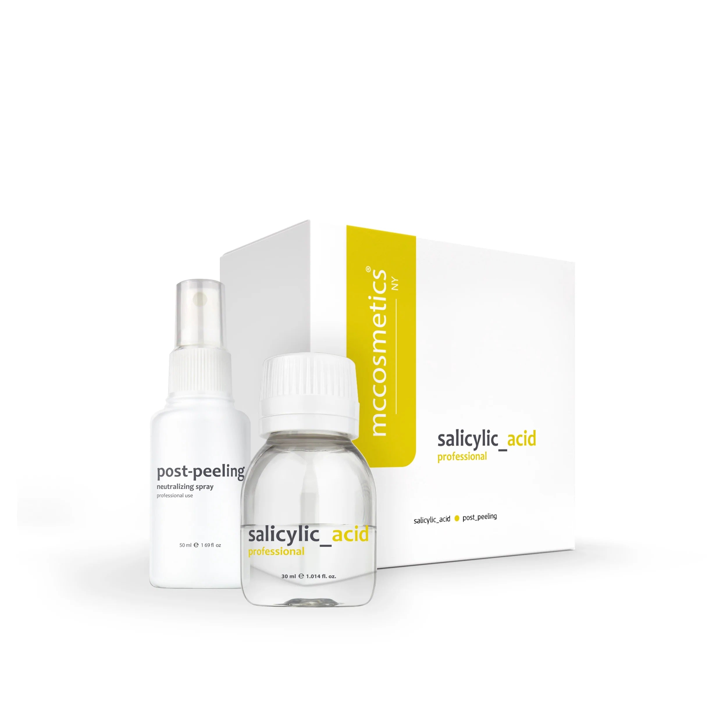 MCCosmetics NY Salicylic Acid Peel Kit - 30ml BHA Exfoliating Treatment with 50ml Post-Neutralizing Spray for Acne & Blackhead Removal | Professional Skincare for Face & Body | At-Home Spa Treatment