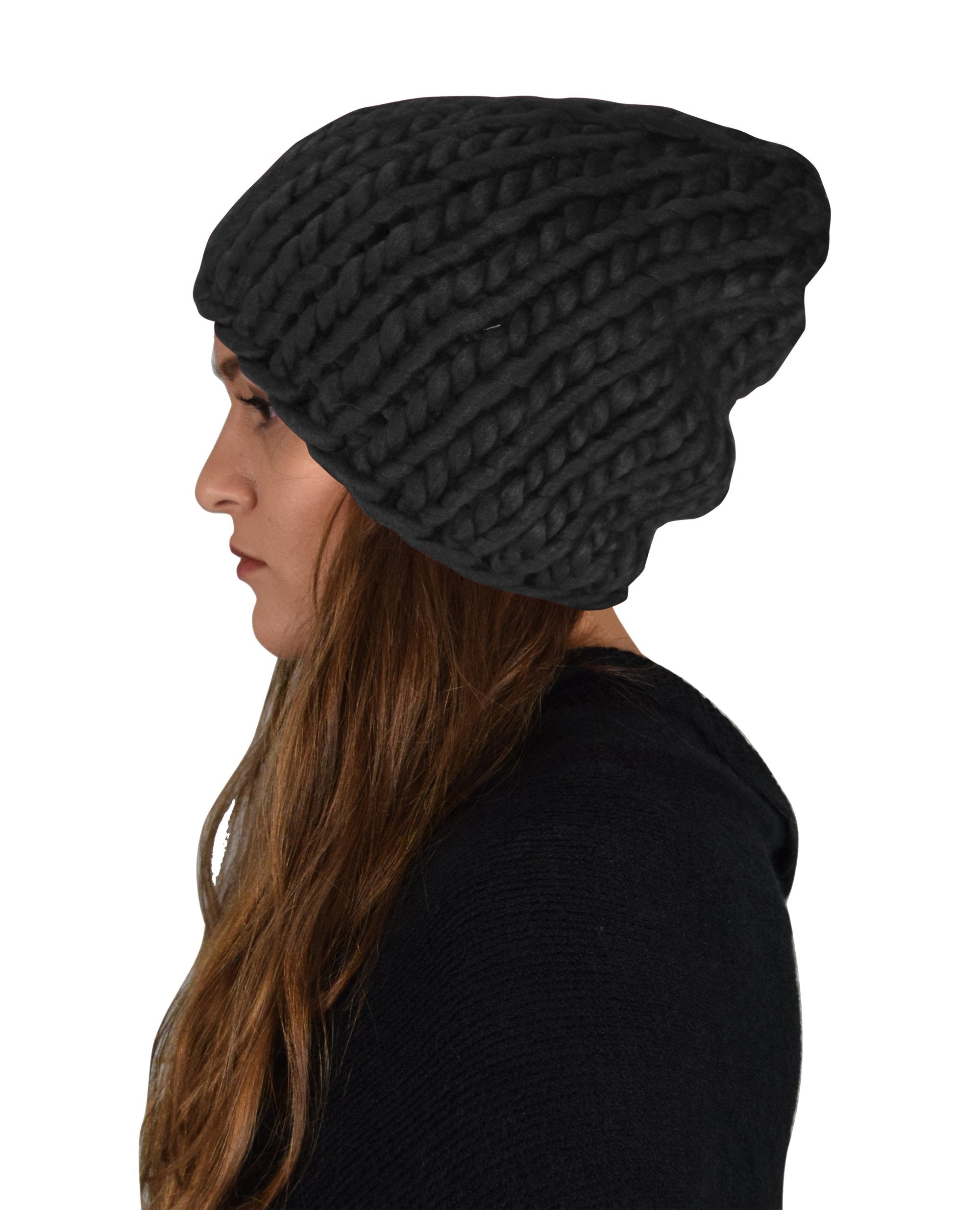 Thick Warm Soft Cable Knit Hat Beanie - Slouchy Double Braid Stitch Winter Hat for Women & Men - Perfect for Skiing, Snowboarding & Cold Weather Activities