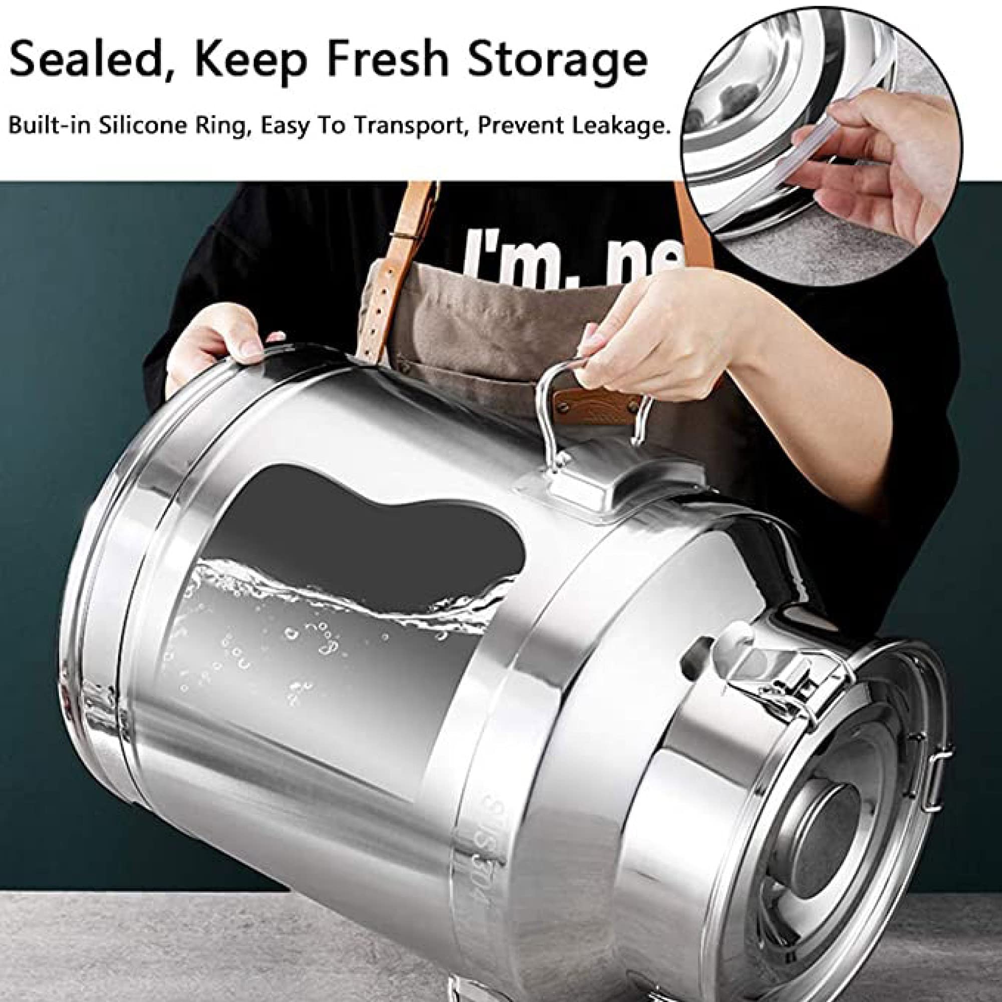 58L Stainless Steel Milk Can - Airtight Storage Jug for Liquid & Solid Food, Fermentation Wine Pail Bucket, Oil Barrel & Tea Canister - Perfect for Home Brewing, Kitchen Storage & Farm Use