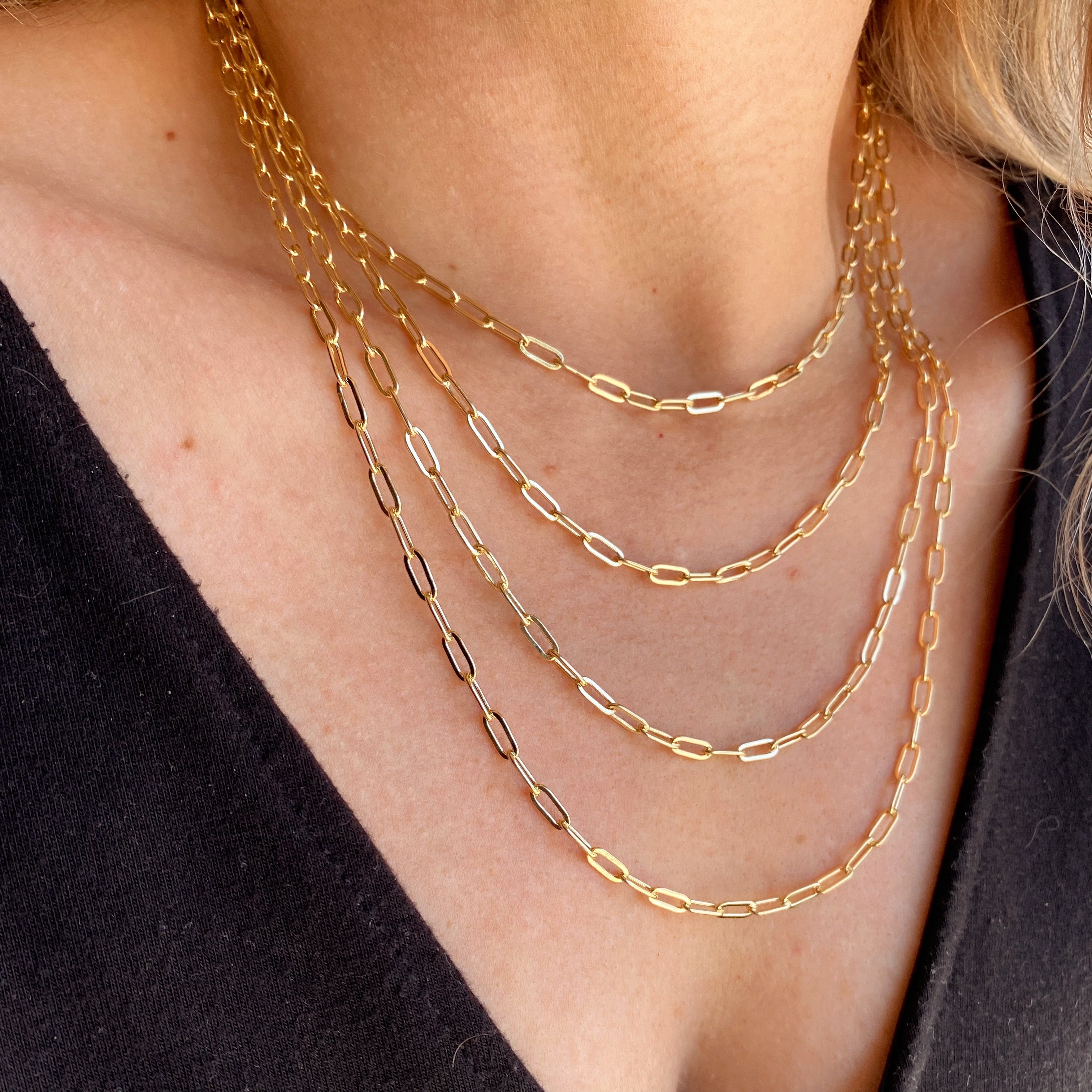 18K Gold Filled Paperclip Chain Necklace - Dainty Short Link Layering Jewelry for Women, Perfect for Everyday Wear & Gift Giving
