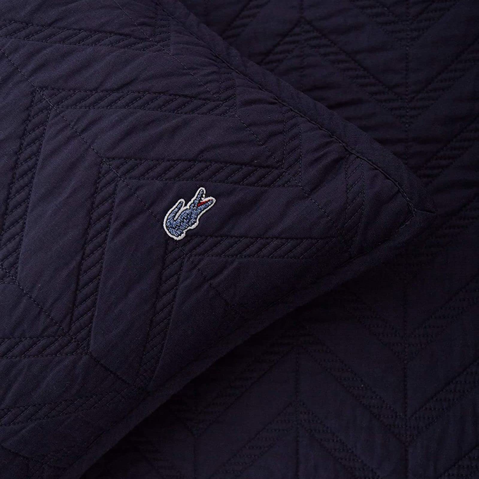 Lacoste Herringbone Stitch 3-Piece Quilt Set - Full/Queen Size, Indigo Blue Cotton Bedding for Cozy Bedroom Decor | Perfect for Guest Rooms & Master Bedrooms
