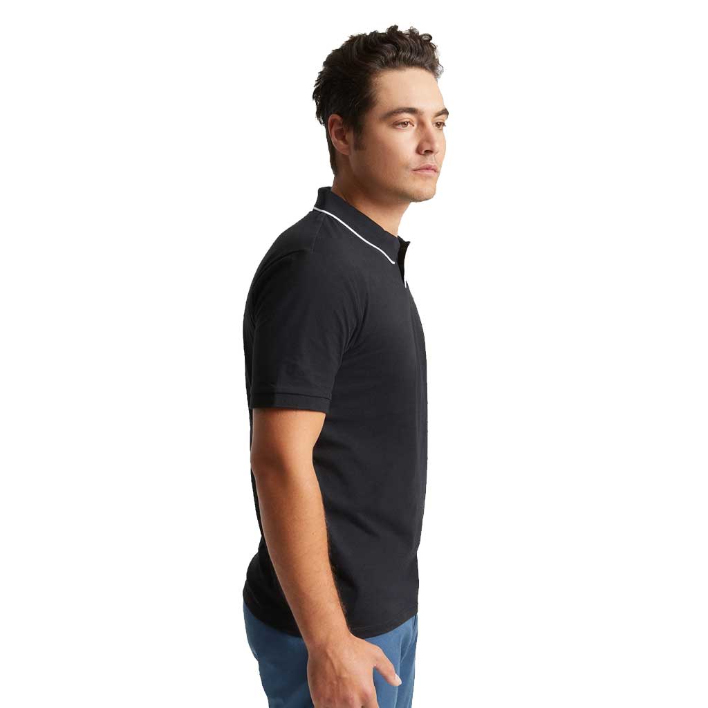 Brixton Proper Short Sleeve Polo Knit Shirt for Men - Black & White - Casual Summer Wear for Outdoor Activities & Office Style