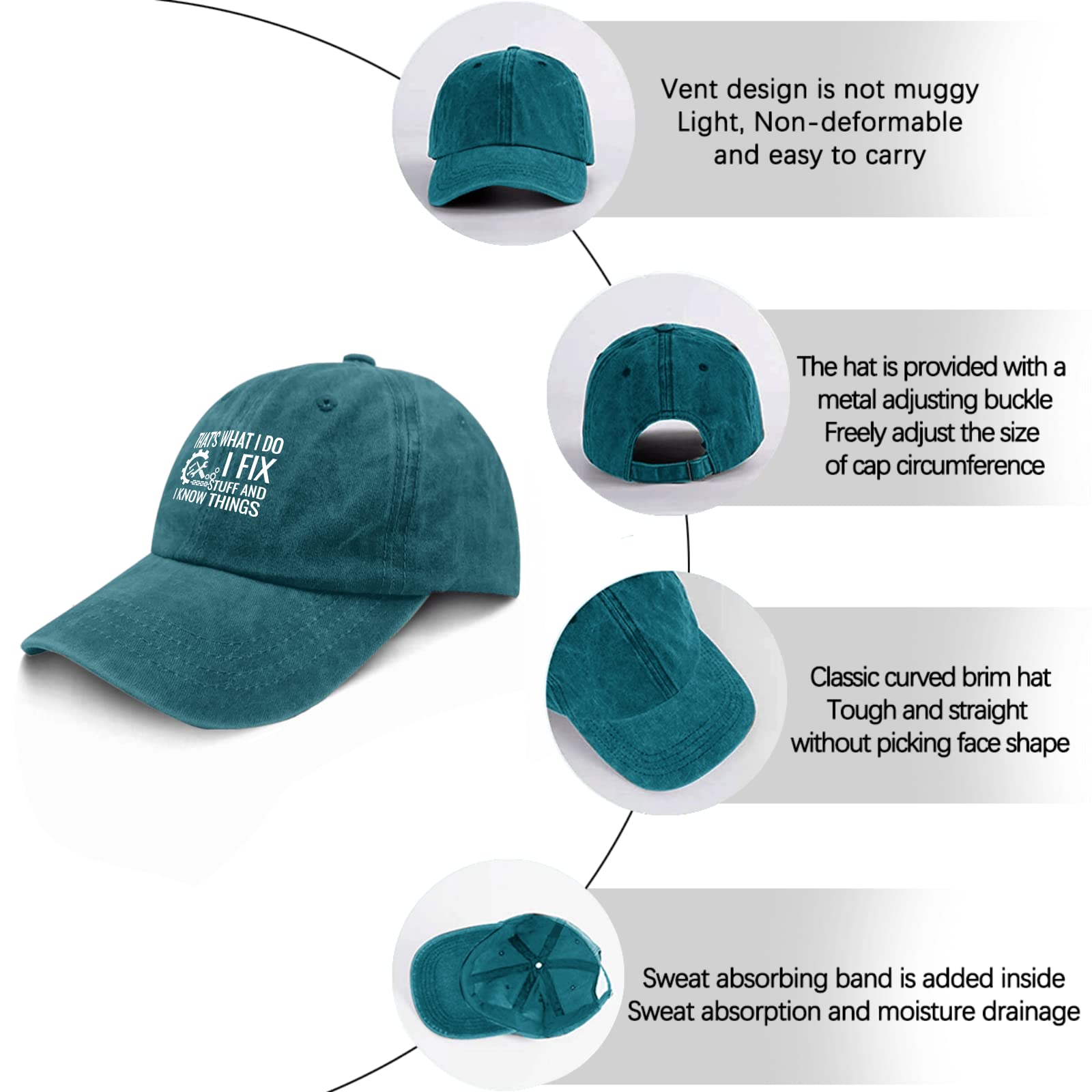 Dad Hat - 'That's What I Do I Fix Stuff and I Know Things' Graphic Baseball Cap for Men | Casual Wear, Outdoor Activities, Gifts for Handymen