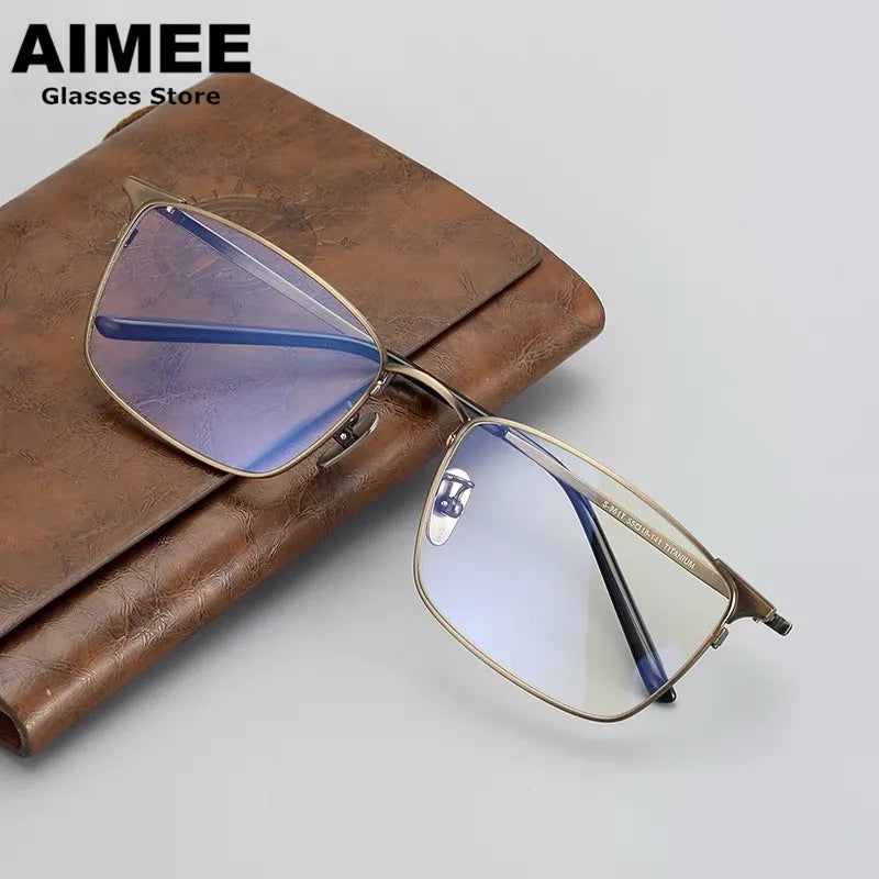 Aimee Unisex Full Rim Square Titanium Eyeglasses 942961 - Lightweight Durable Frame for Men & Women - Perfect for Reading, Work, and Everyday Fashion