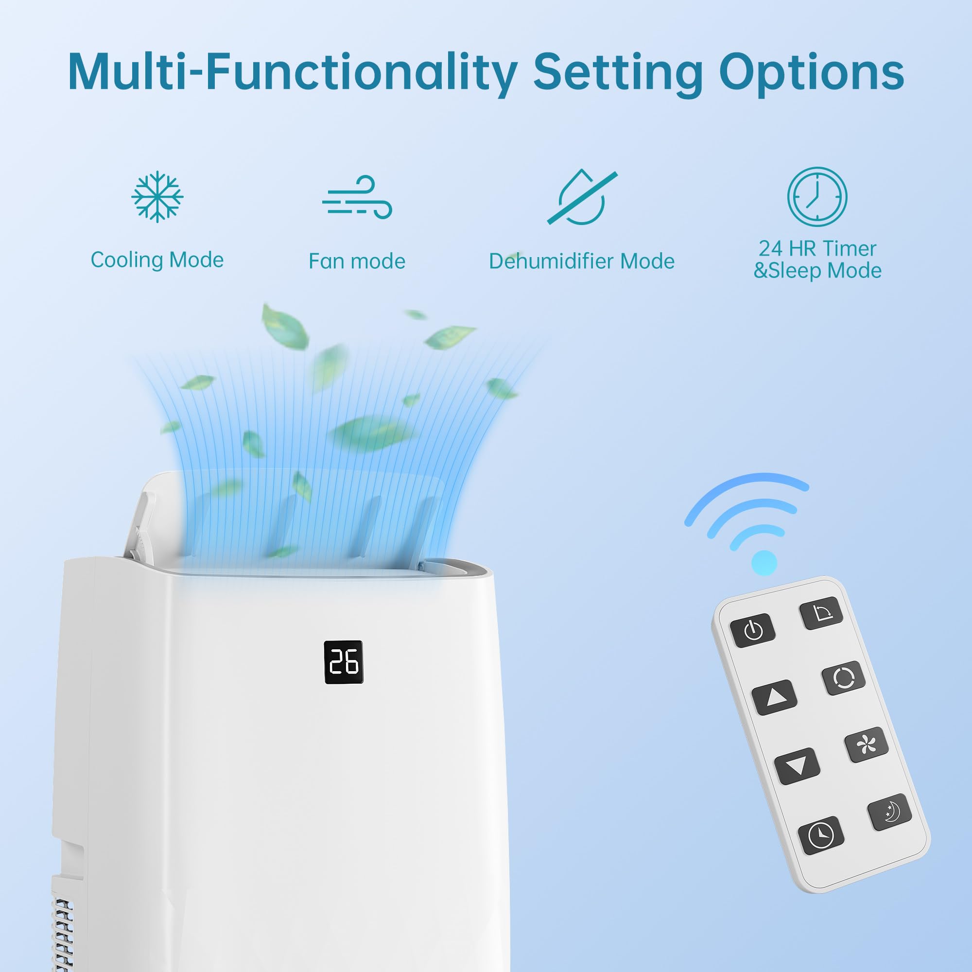 12,000 BTU Portable Air Conditioner with Remote Control - 4-in-1 Cooling Unit for Rooms Up to 550 Sq.Ft - Window Kit Included - 24 Hour Timer - Perfect for Bedrooms, Living Rooms & Small Apartments - Stay Cool in Summer Heatwaves - Ideal for Home, Office & Hot Weather Relief - Great for Summer Nights, Heat Relief & Energy Efficient Cooling