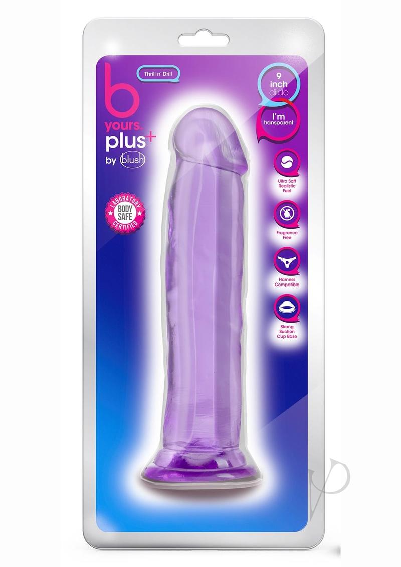 BYours Plus Thrill n' Drill Realistic 9-Inch Purple Dildo - Lifelike Adult Toy for Couples & Solo Play, Waterproof & Body-Safe Silicone