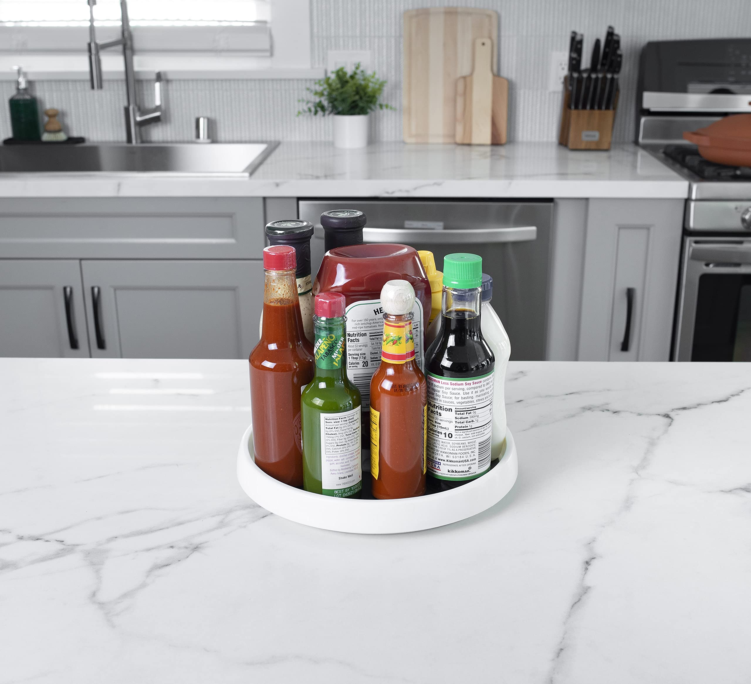 Non-Slip Lazy Susan Turntable Organizer for Kitchen Pantry & Cabinet - Gray Standard Size (3061A12-AMZ) - Perfect for Spice Storage, Condiment Organization & Easy Access to Kitchen Essentials