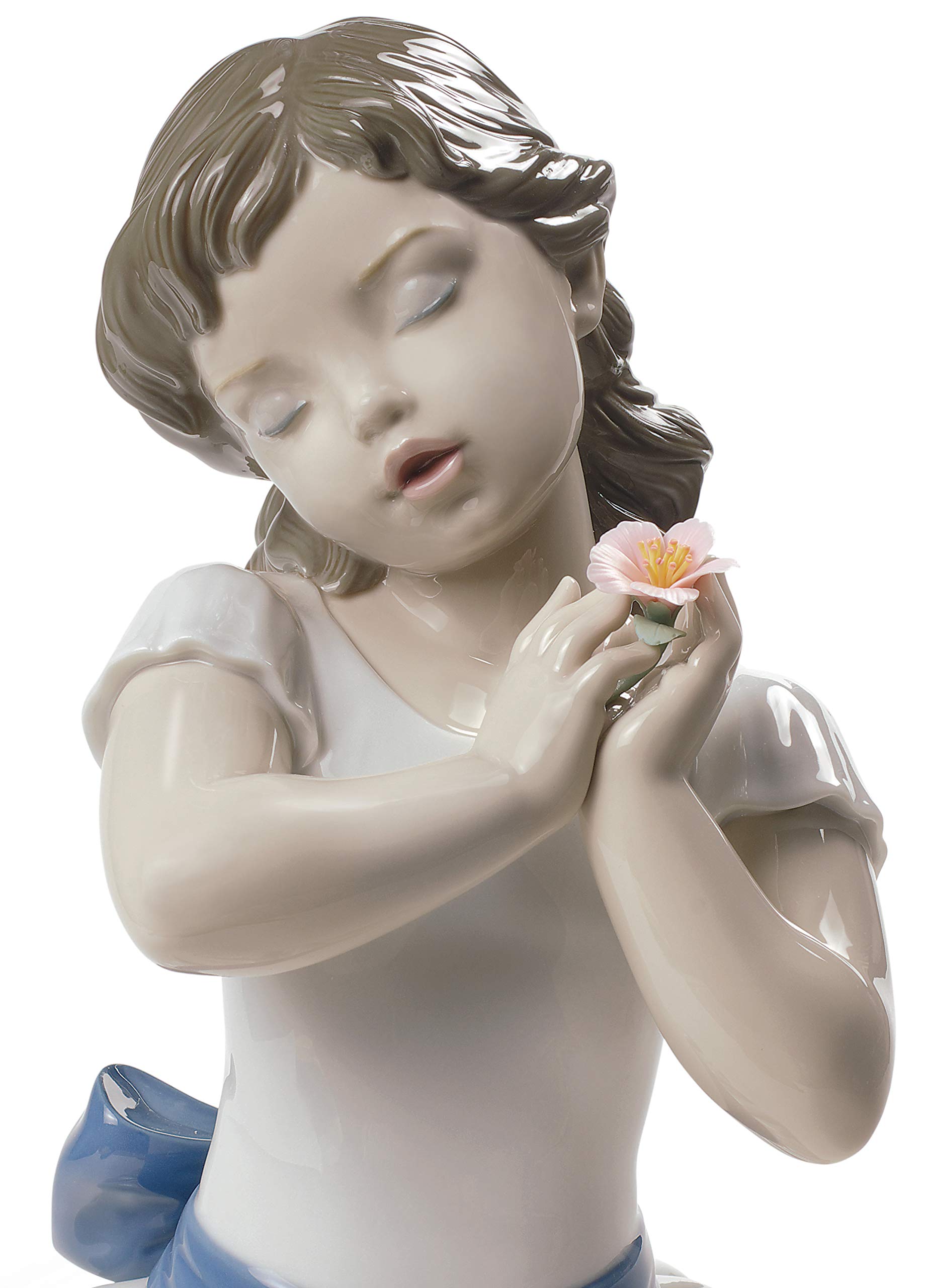 LLADRÓ Beautiful Blossom Girl Figurine - Handcrafted Porcelain Collectible Statue for Home Decor, Gift & Display | Perfect for Living Room, Office & Shelf Decoration