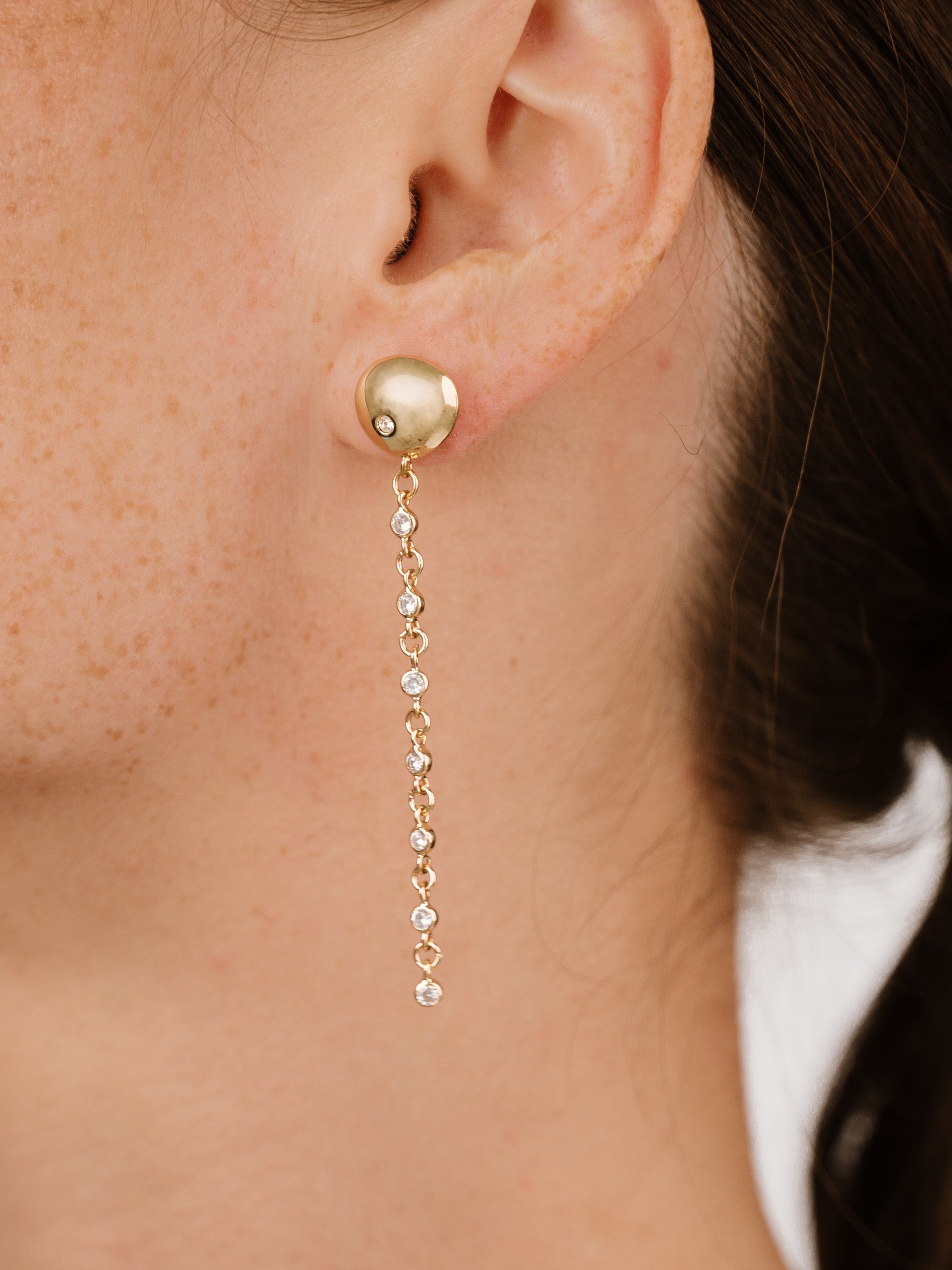 Polished Pebble Linear Chain Earrings - Elegant Minimalist Dangle Earrings for Women | Perfect for Casual Wear, Office, and Evening Outfits