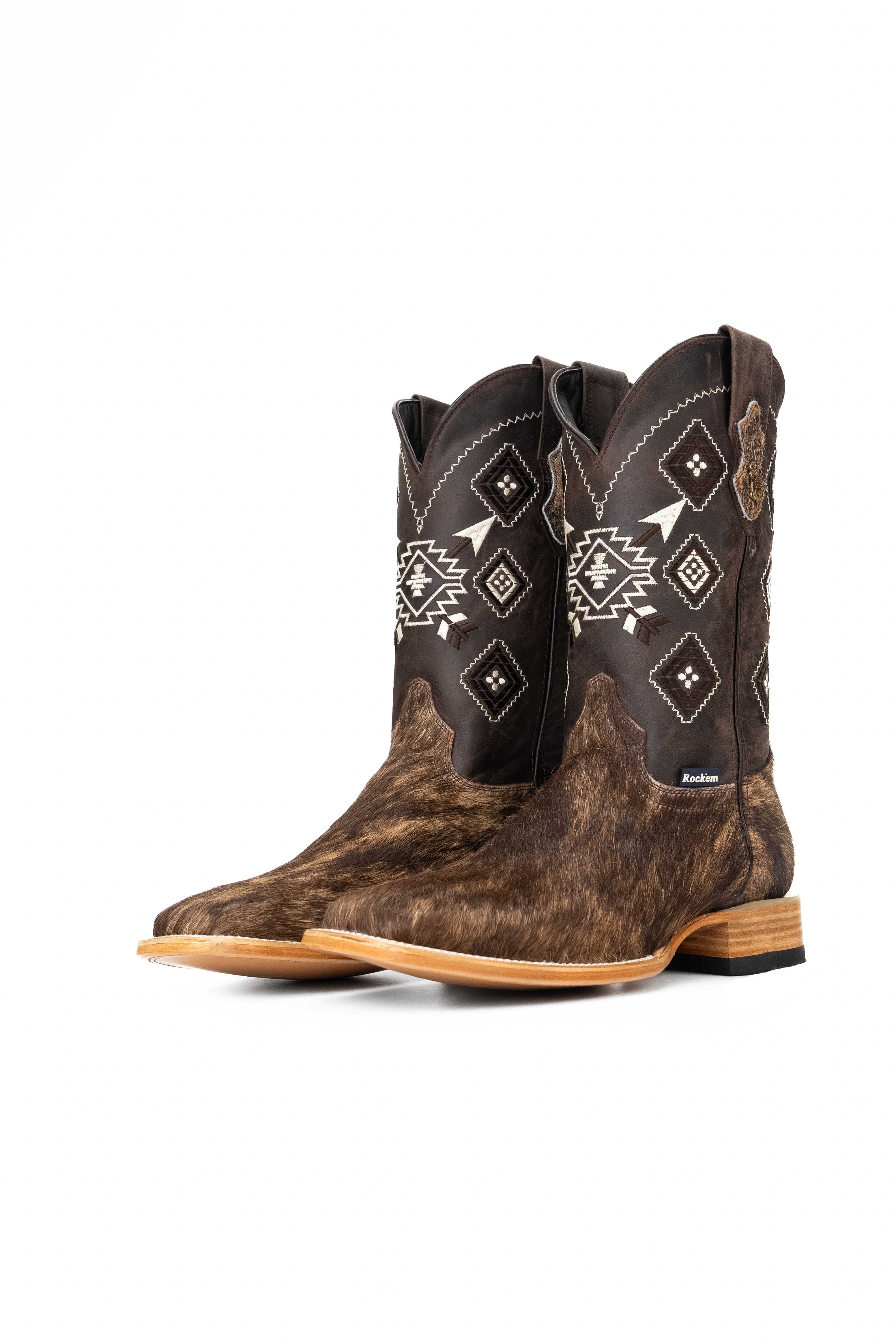 Authentic Men's Cowhide Square Toe Cowboy Boots - Size 11 - Western Style Riding Boots for Country Music Festivals & Rodeo Events