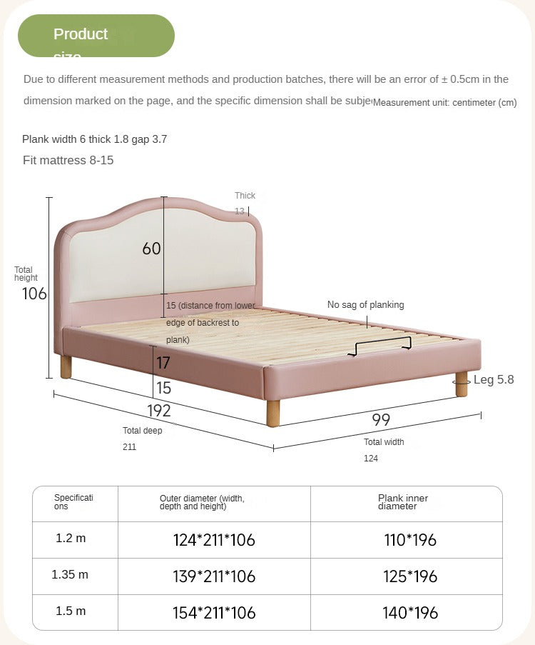 Organic Leather Kids Soft Cloud Bed - Ultra Comfortable & Hypoallergenic Toddler Bed for Nursery, Bedroom, or Playroom - Perfect for Relaxation & Sweet Dreams