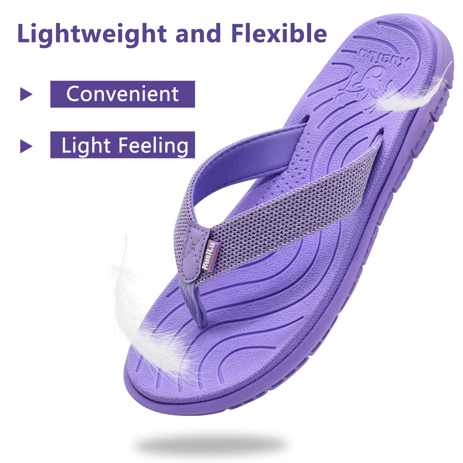KuaiLu Women's Comfortable Flip Flops with Arch Support - Lightweight Non-Slip Yoga Sandals for Walking, Beach & Summer - Casual Thong Slippers with Cushion for Outdoor, Travel & Relaxation