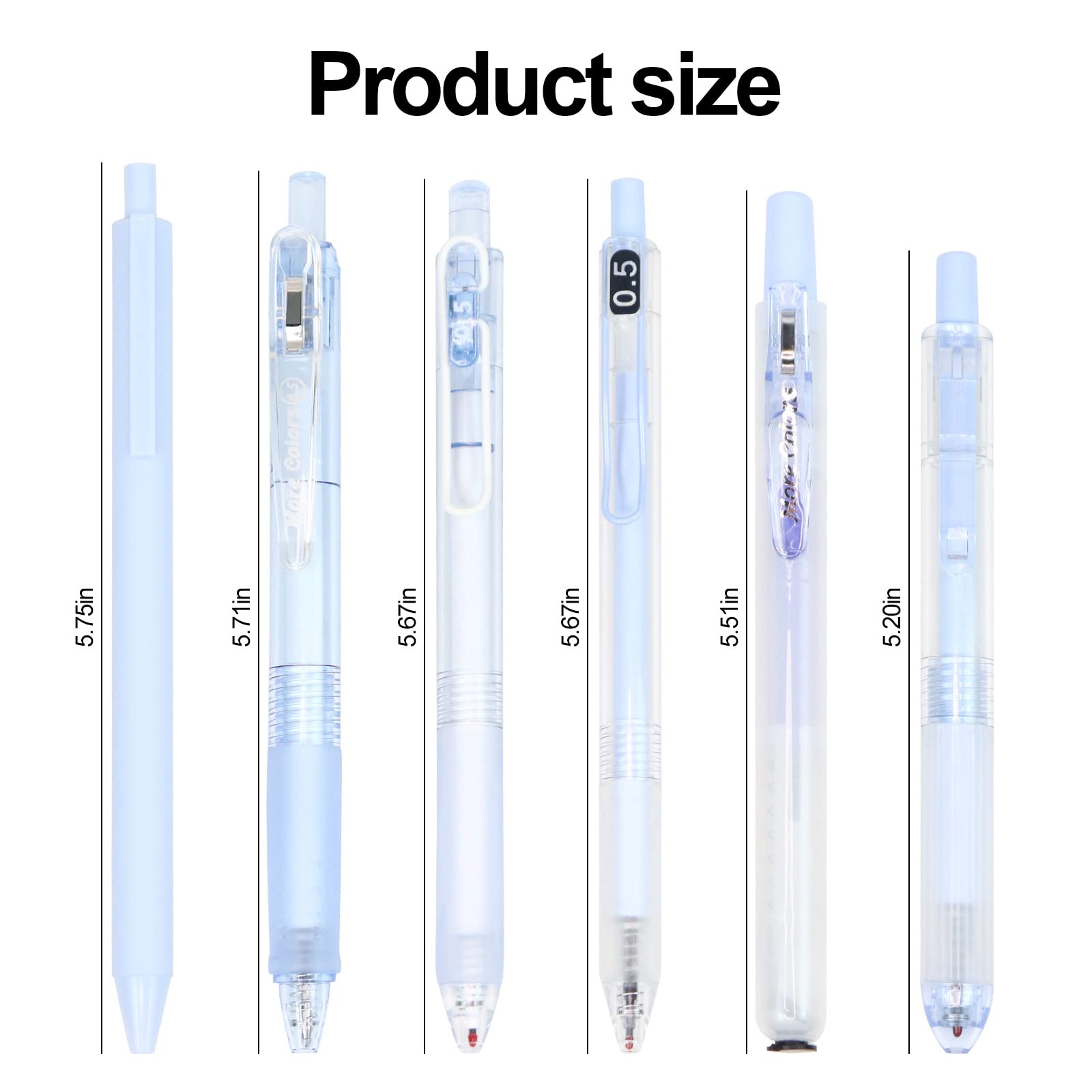 Buqoo 6-Pack Retractable Gel Pens & Pastel Highlighters Set - 0.5mm Fine Point Black Ink Pens with Colorful Highlighters for Writing, Drawing, Doodling, Note Taking, Journaling & Office School Supplies (Blue)