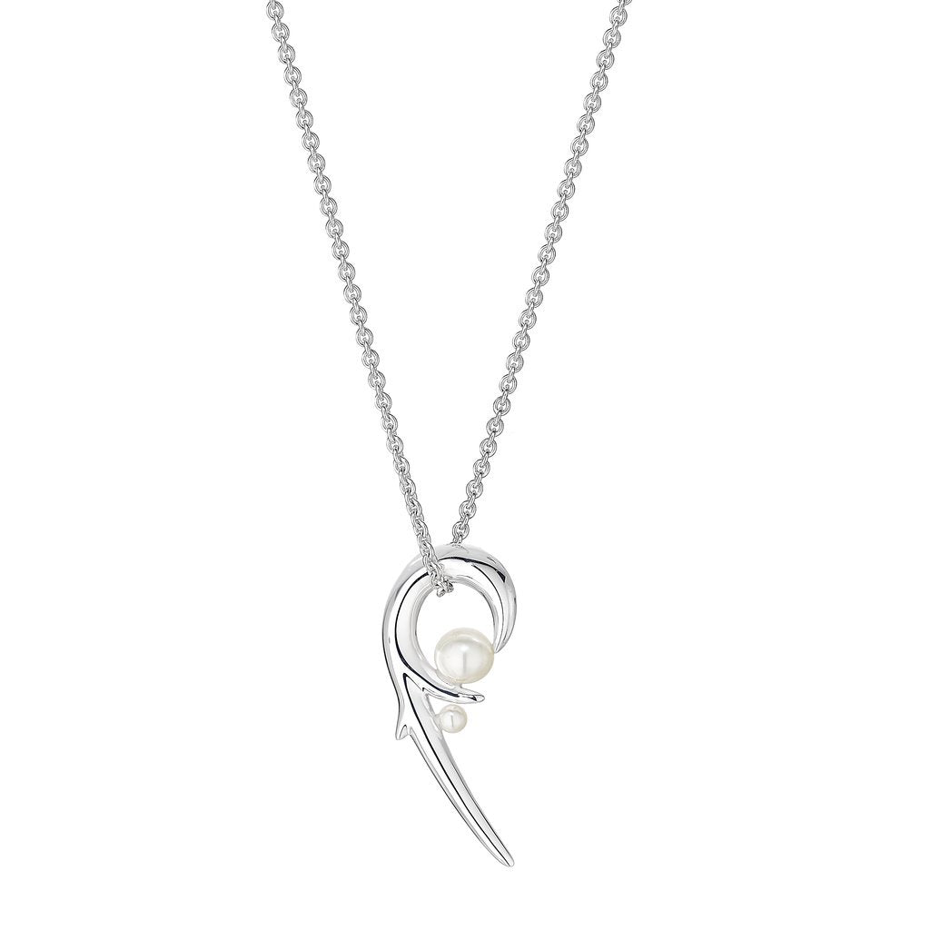 Elegant Silver Hooked Pearl Pendant Necklace for Women - Perfect for Weddings, Parties & Special Occasions