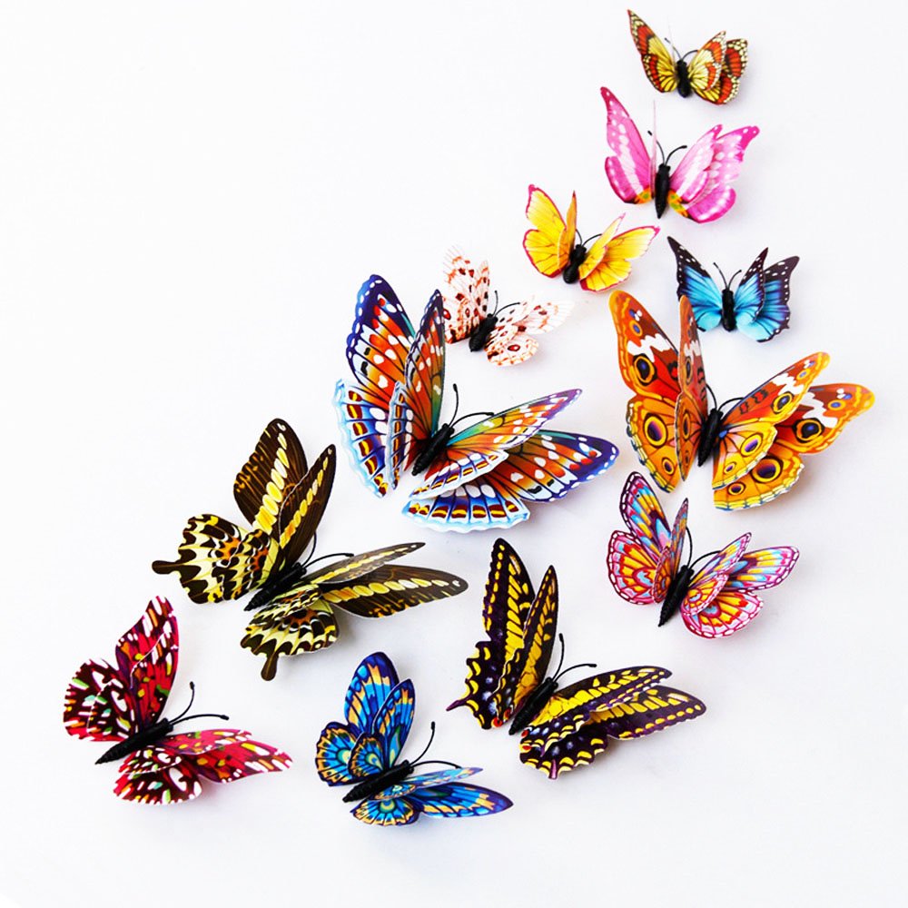 3D Luminous Butterfly Wall Stickers - 12PCS Removable Decor for Kids Room & Bedroom