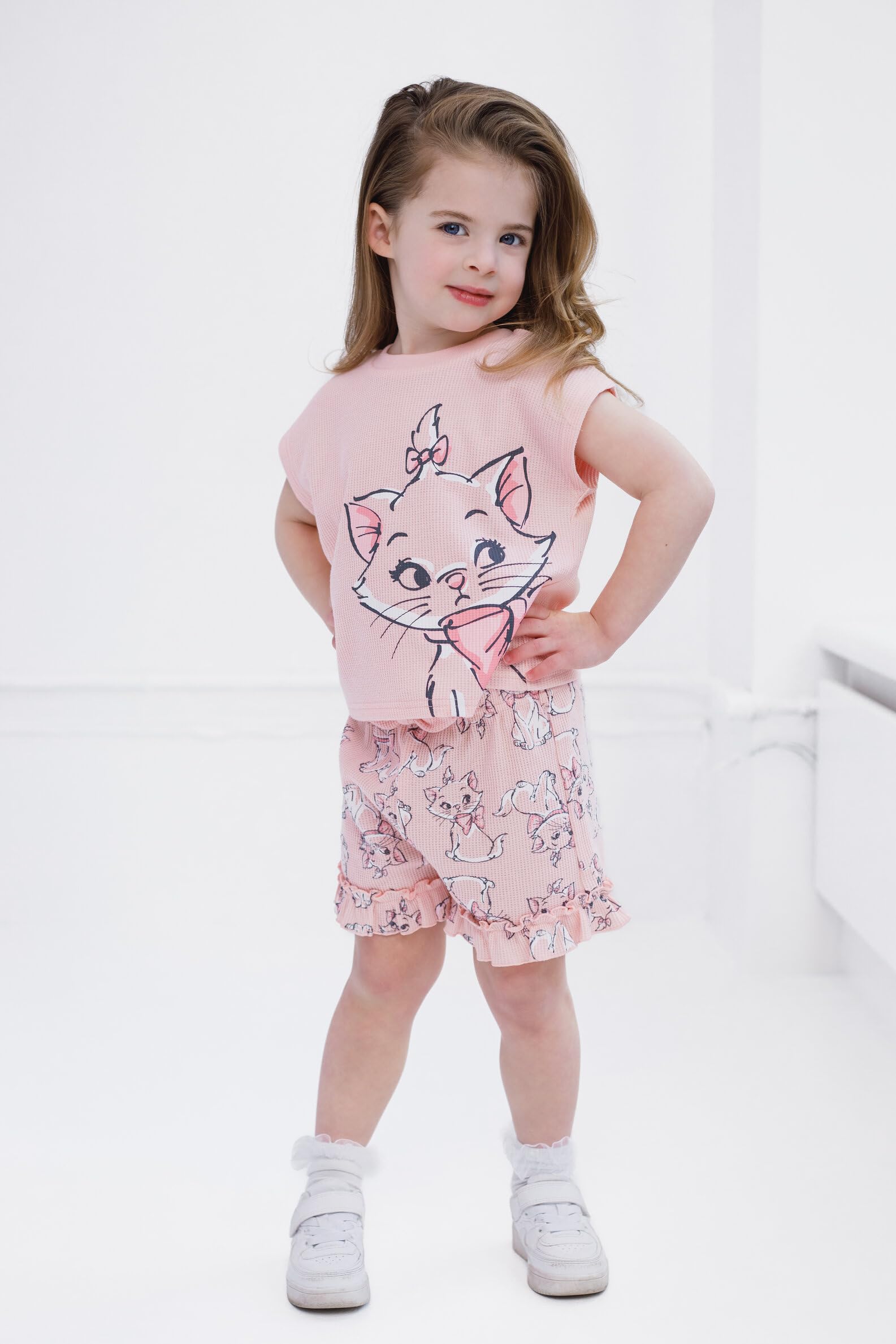 Disney Waffle Knit T-Shirt and Shorts Outfit Set for Babies & Toddlers (0-3 Months to 5T) - Soft Cotton Playwear for Newborns & Kids - Perfect for Playdates, Family Outings & Photo Shoots