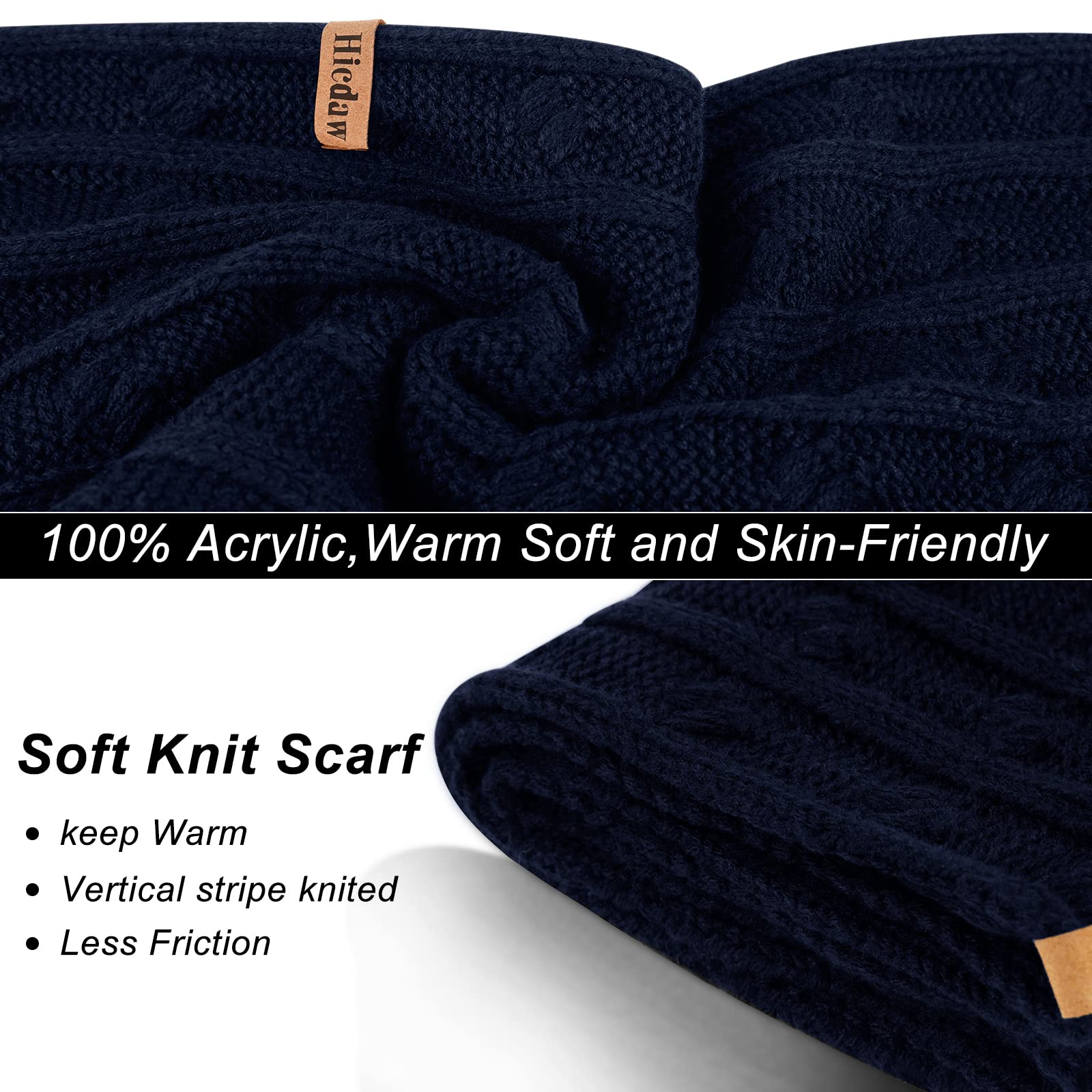 Hicdaw Women's Winter Hat Gloves Scarf Set - Warm Beanie Hat, Circle Loop Scarf & Gloves for Cold Weather - Perfect for Snowboarding, Skiing & Outdoor Activities