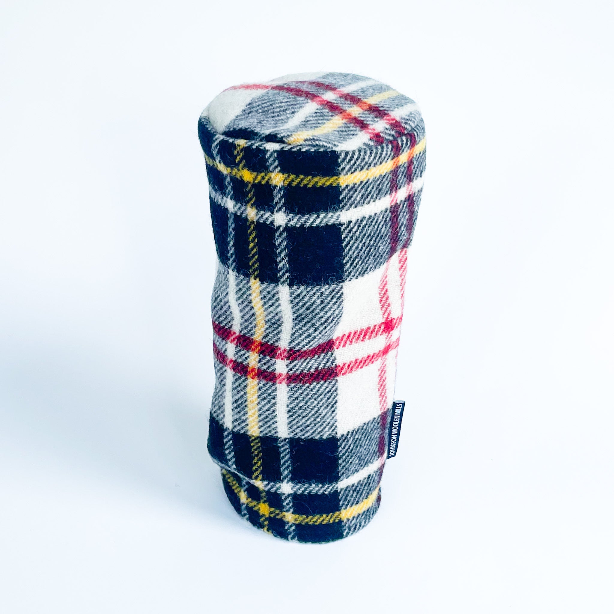 Premium Wool Golf Driver Headcover - Black, White, Yellow & Red Plaid Pattern - Protect Your Club in Style on the Course