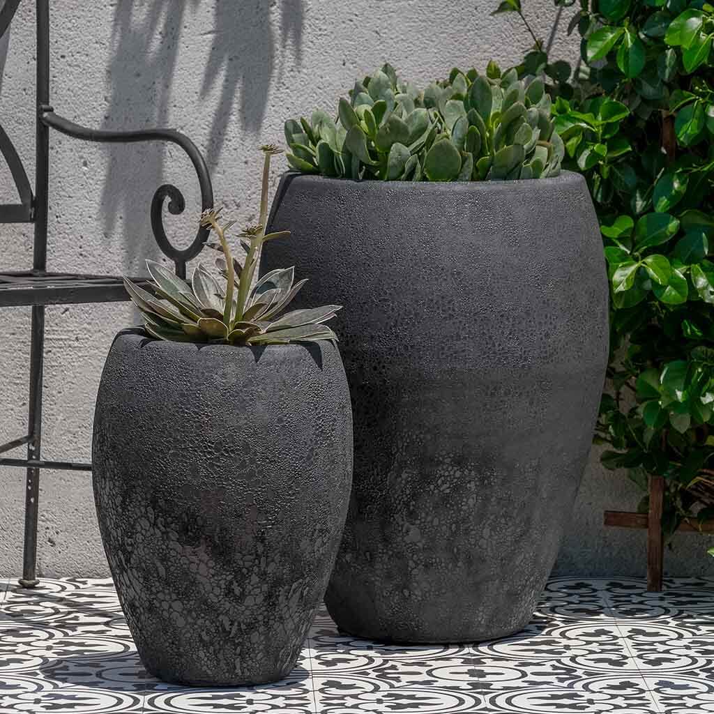 Campania International Jardim Planter Set of 2 - Volcanic Coral Outdoor Flower Pots for Garden, Patio & Home Decor | Perfect for Succulents, Herbs & Small Plants