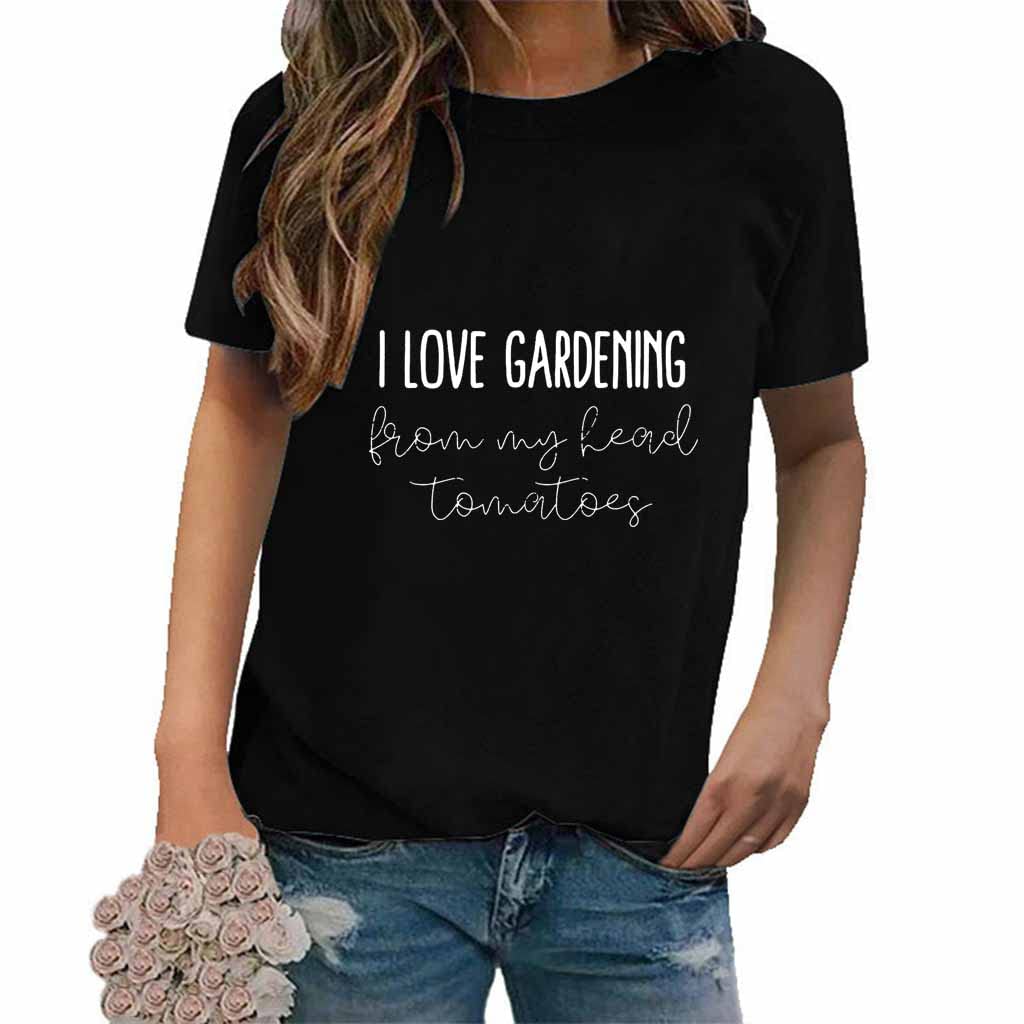 Funny Gardening T-Shirt for Women - 'I Love Gardening Tomatoes' Graphic Tee | Short Sleeve Cotton Top | Perfect Gift for Female Gardeners & Plant Lovers | Great for Outdoor Activities, Gardening Clubs & Casual Wear