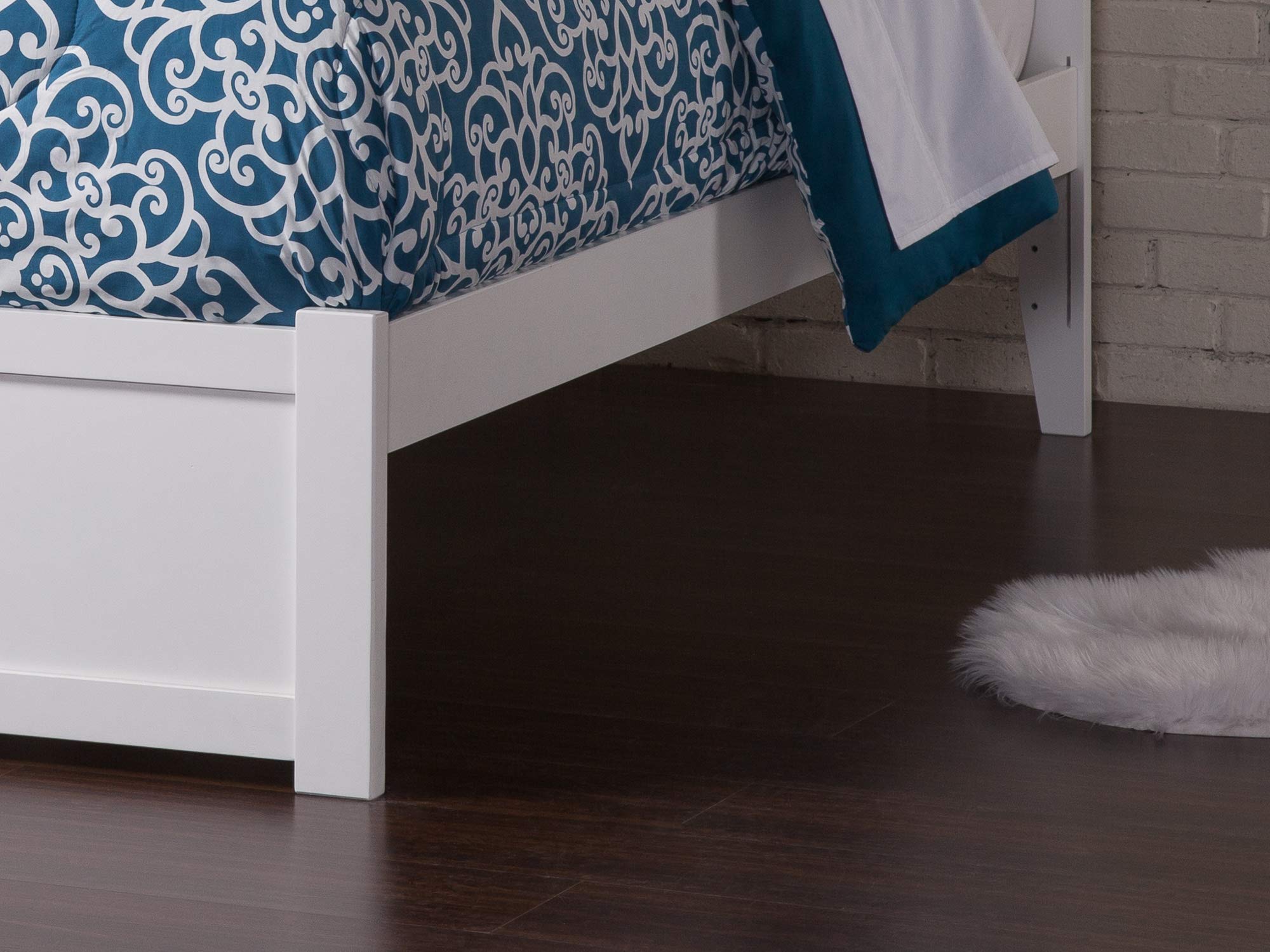 AFI Orlando Queen Size Platform Bed with Footboard & Storage in White - Modern Bedroom Furniture with Underbed Storage for Small Spaces & Apartments