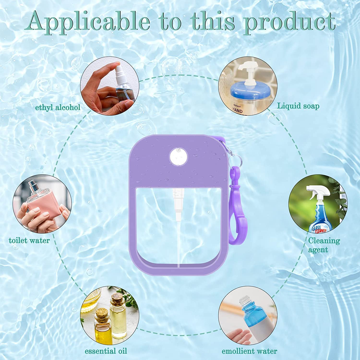 **Elegious 55ml Square Plastic Travel Spray Bottles (Pack of 2) - Refillable for Hair, Face, Cleaning Solutions, Perfume, Liquid Cosmetics, Essential Oils & Plants - Multicolor | Perfect for Travel, Home & Salon Use**