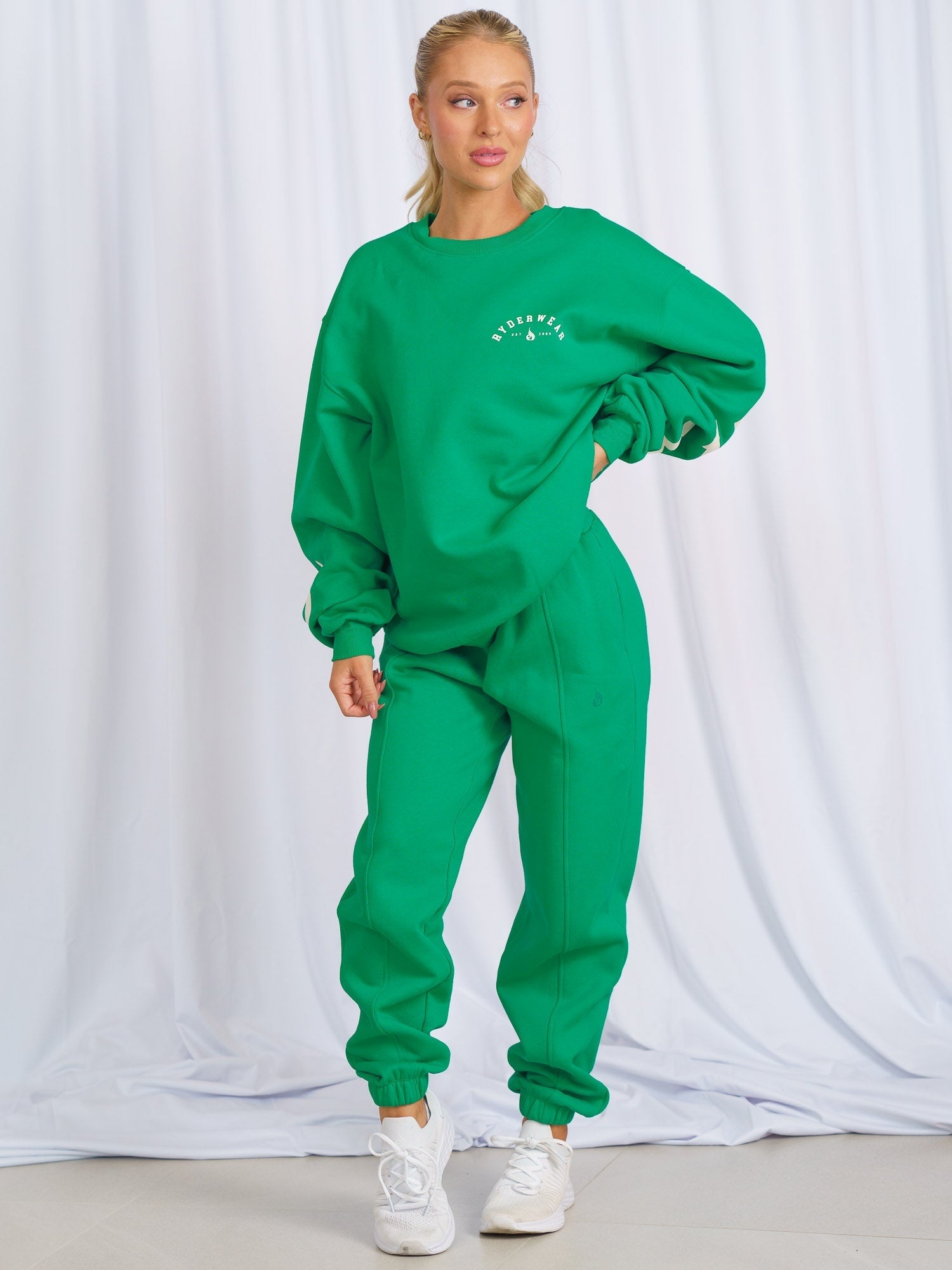 Revive Women's High-Waisted Green Track Pants - Soft Joggers for Yoga, Running & Lounge Wear