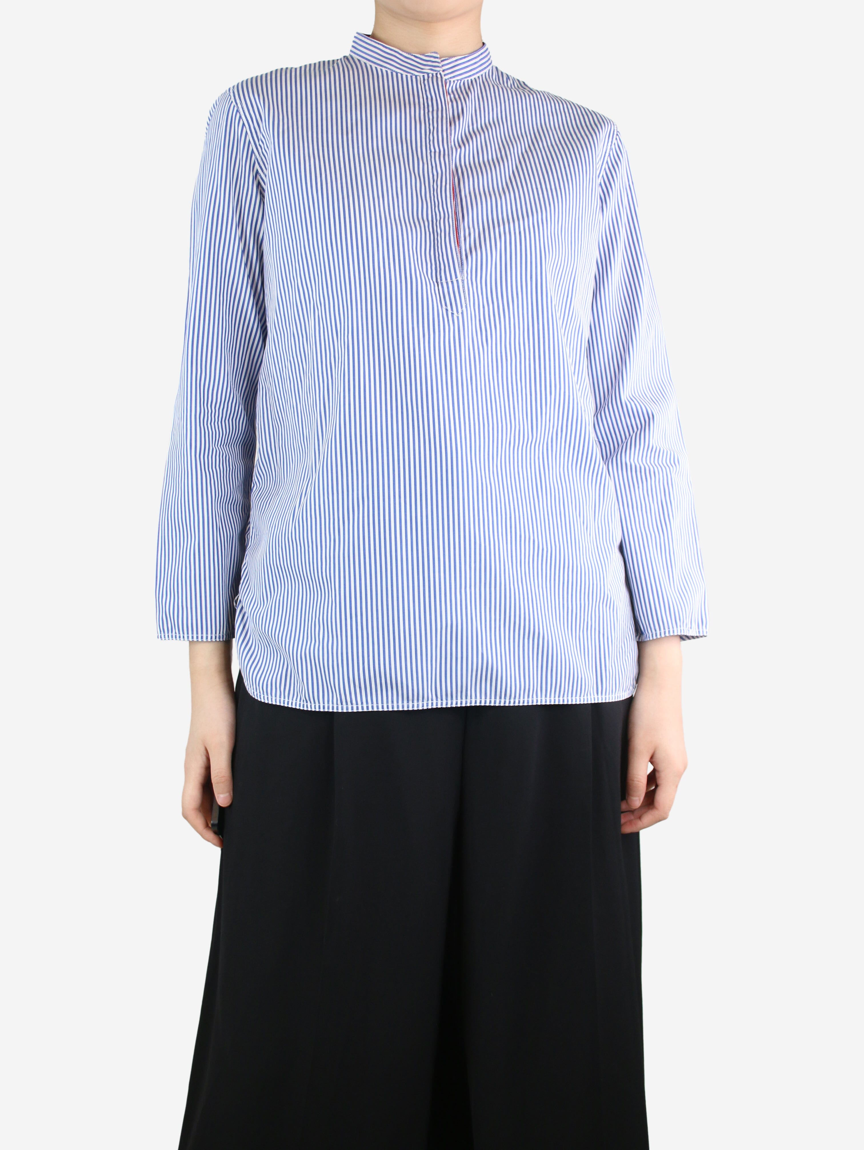 Blue Striped Cotton Shirt for Women - UK Size 14 | Comfortable Casual Wear for Office, Travel & Everyday Outfits