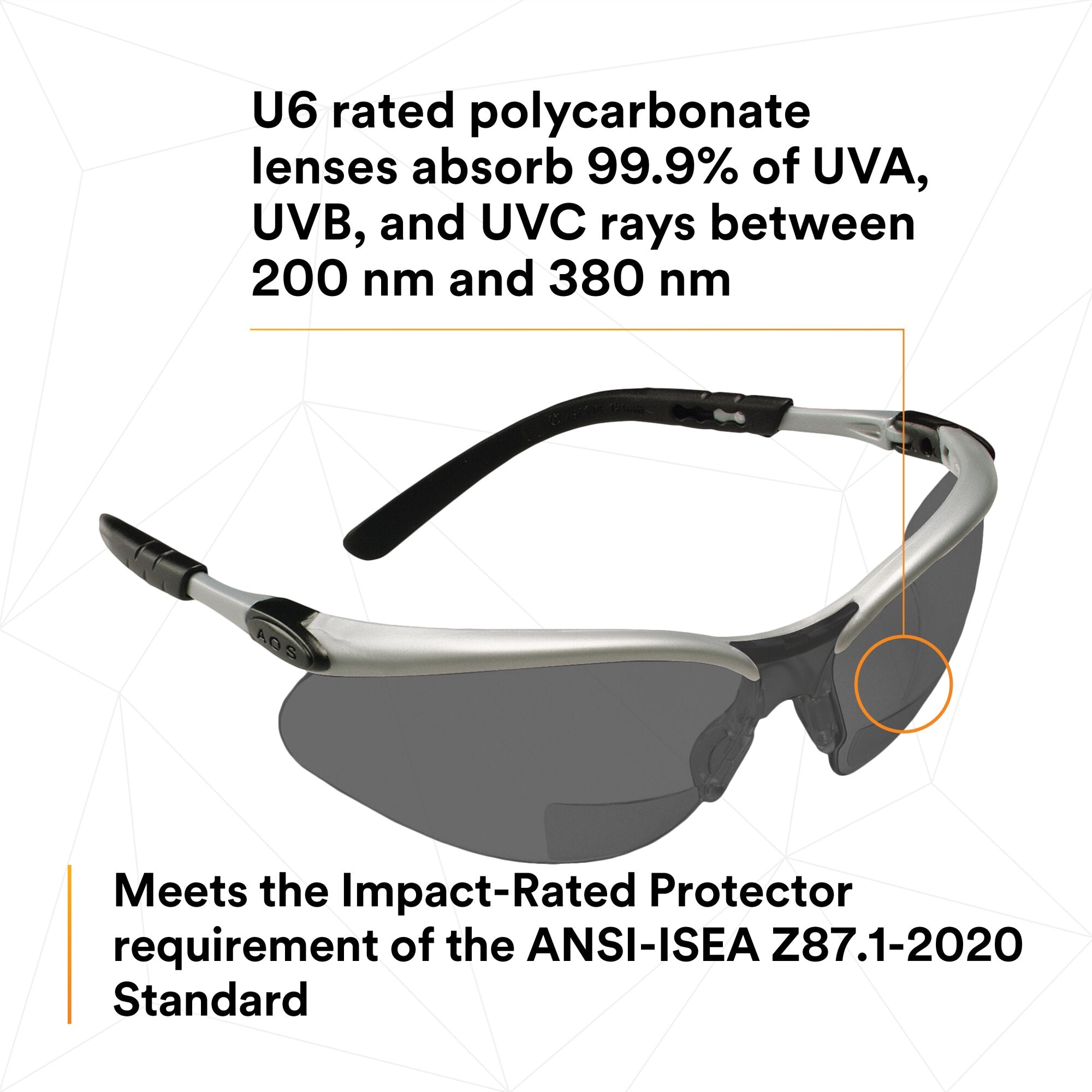 3M BX Reader Protective Eyewear 11379-00000-20 - Grey Lens & Silver Frame Safety Glasses for Reading, Computer Work & DIY Projects