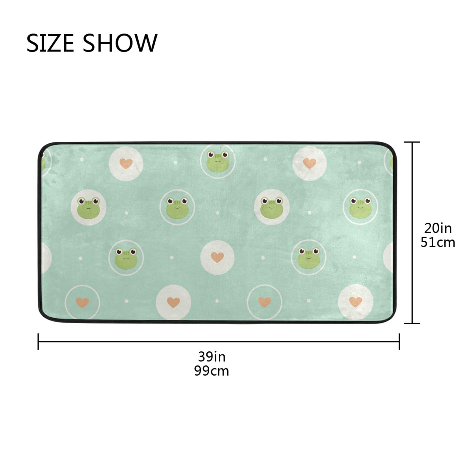 Non-Slip Washable Kitchen Rugs - Cute Frog Design Absorbent Floor Mats for Sink Area, Farmhouse & Bathroom - 39x20 Inch Green Cushioned Runner - Perfect for Home, Kitchen, and High-Traffic Areas