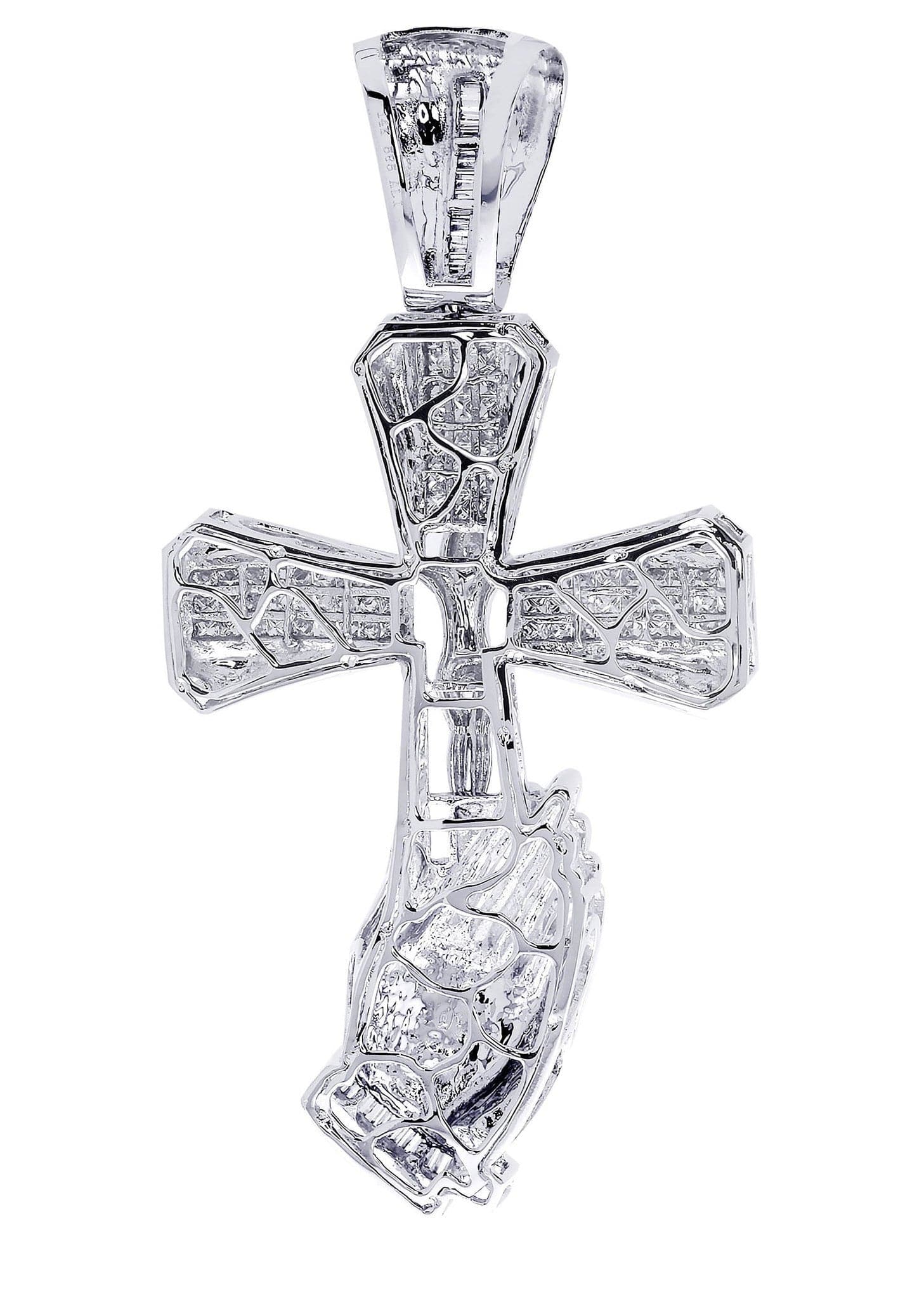 3.6 Carat Diamond Cross Pendant Necklace - 33.37 Grams Solid Gold Religious Jewelry for Women & Men - Perfect for Baptism, First Communion, Confirmation & Everyday Wear