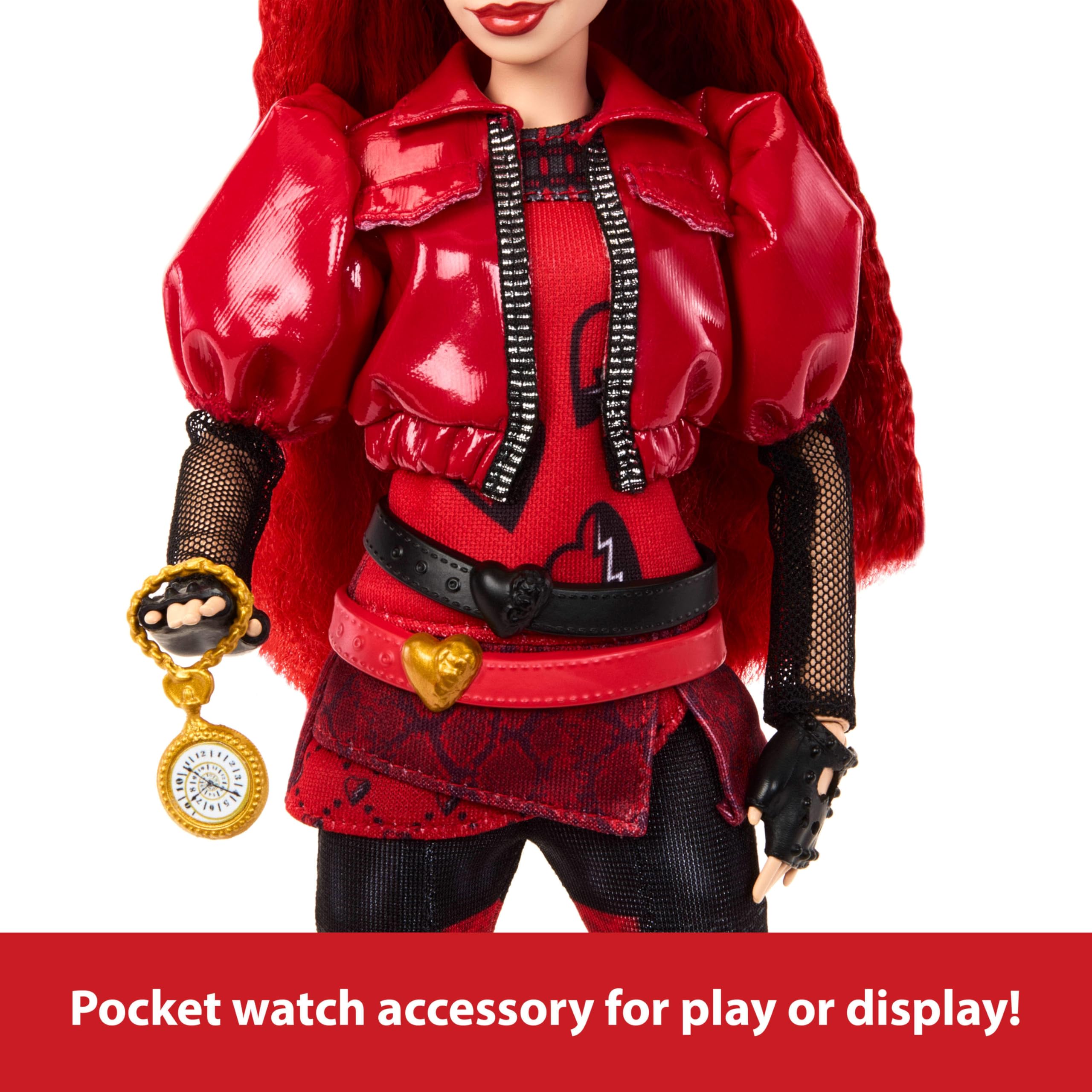 Mattel Disney Descendants: The Rise of Red Fashion Doll with Movie-Inspired Outfit & Pocket Watch - Queen of Hearts' Daughter Red Collectible Toy for Kids & Disney Fans | Perfect for Playtime, Birthday Gifts & Disney Collections