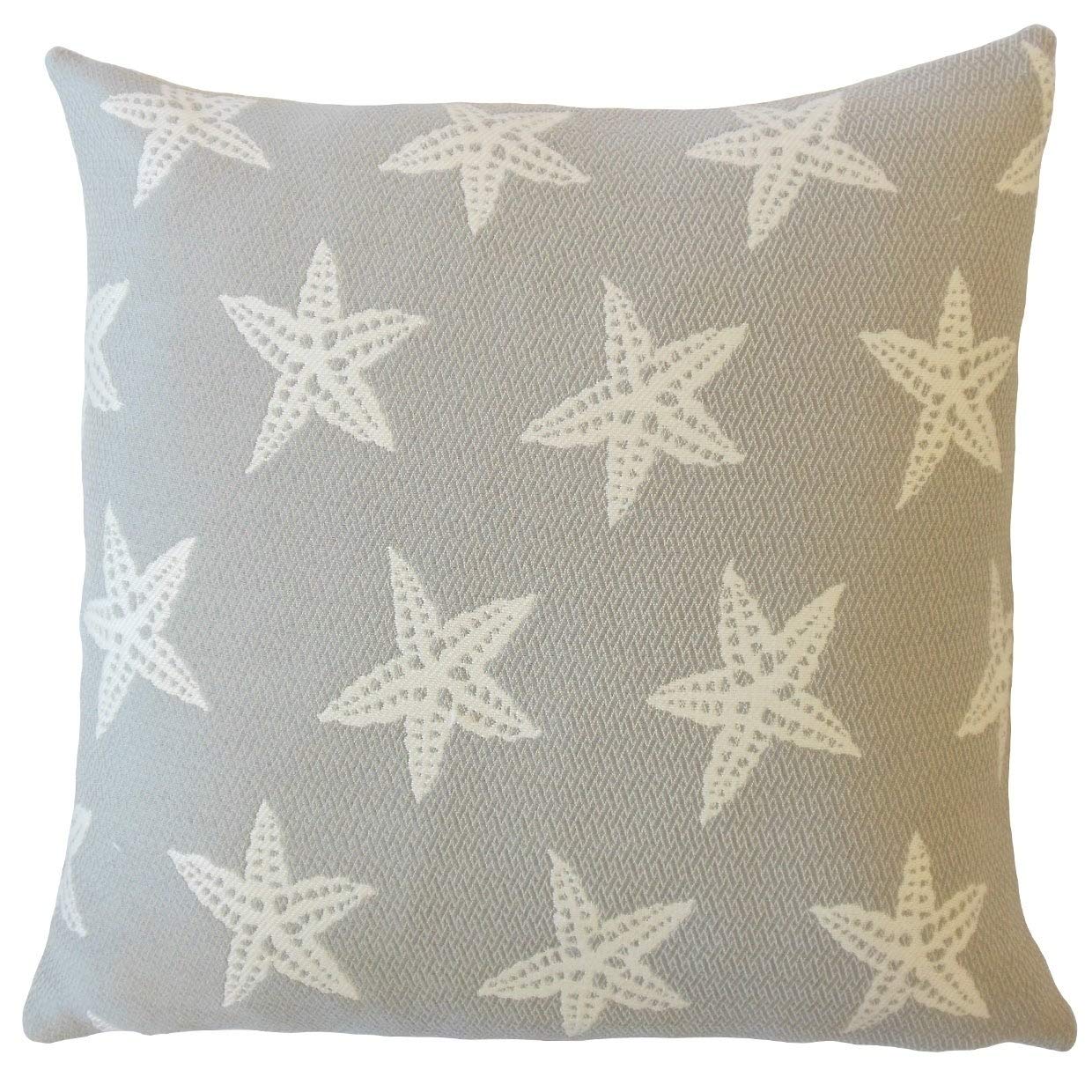 Premium Wilf Coastal Down Filled Throw Pillow - Soft & Comfortable 22x22 Inches in Smoke Gray - Perfect for Sofa, Bed, or Coastal Home Decor