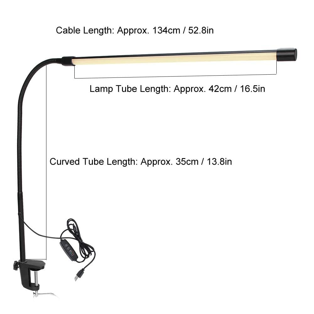 2 Pack Adjustable Long Arm Desk Lamps with Dimmable LED Light - 90+ CRI for Precision Work, Nail Art & Eyelash Extensions - Perfect for Home Office, Salon & Makeup Studio