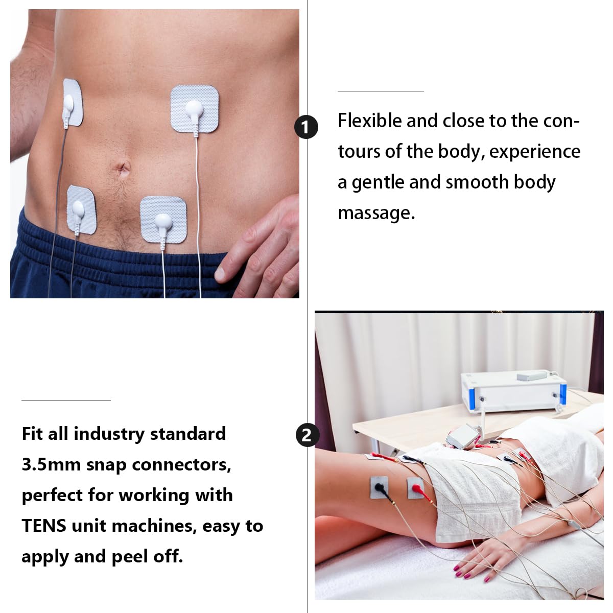 BESPORTBLE 20 Pack 5x5cm Reusable TENS Unit Electrode Pads - Self Adhesive Electrotherapy Pads Compatible with BEURER & Most TENS Devices - Perfect for Pain Relief, Muscle Recovery & Massage Therapy at Home or Clinic (White)