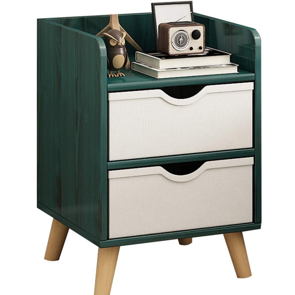 Nordic Wooden Nightstand with Drawer Organizer - Modern Bedside Table, Storage Cabinet & Mini Desk for Bedroom - Green - Perfect for Small Spaces, Apartment Living & Home Office Use