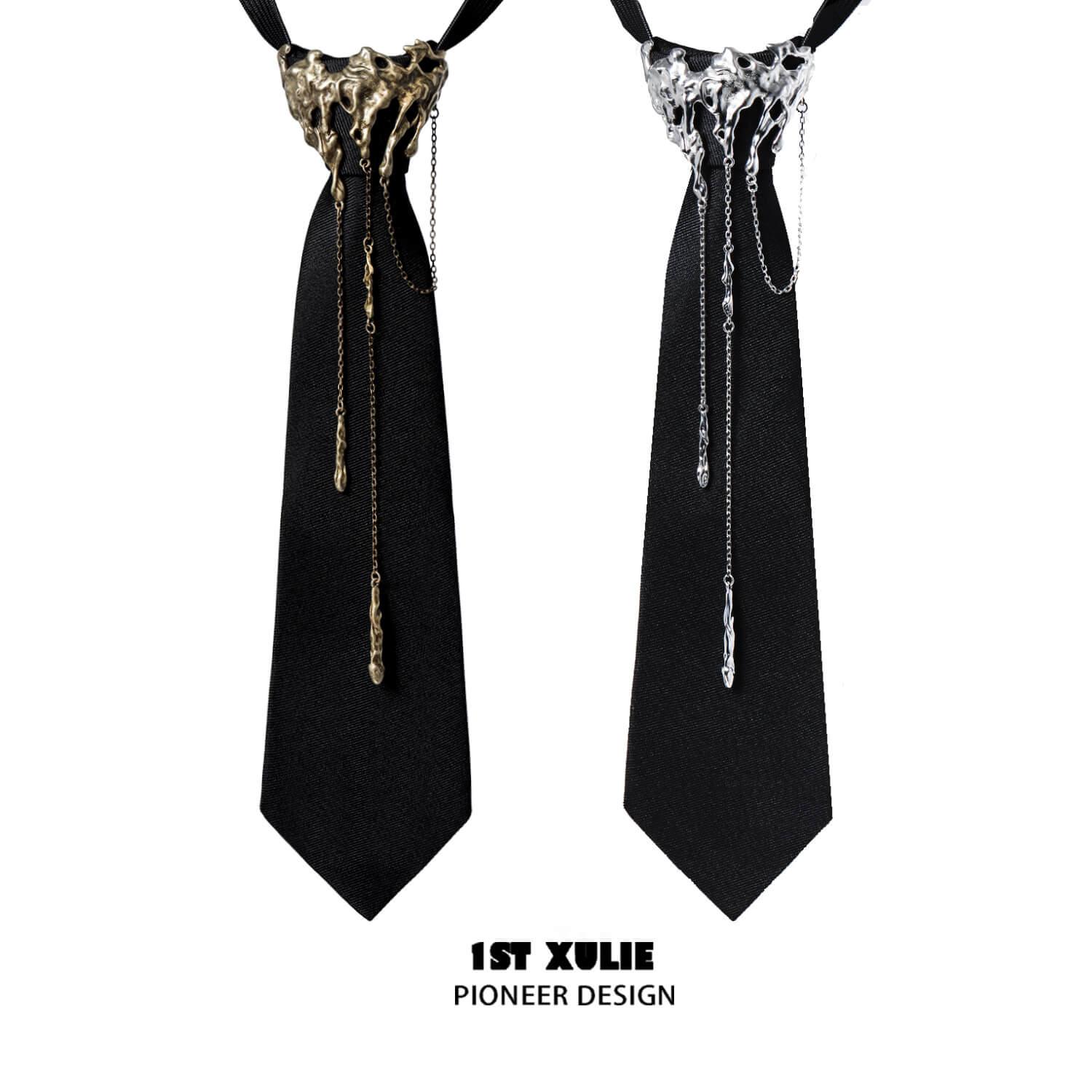 Lucifer 18K Gold Plated Tassel Necktie for Men - Elegant Formal & Wedding Accessories - Perfect for Business, Prom, and Special Occasions