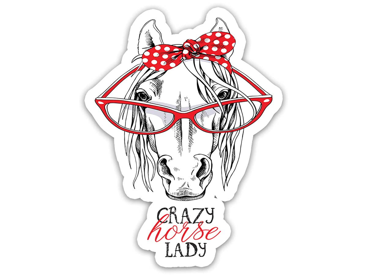 3 Pack Crazy Horse Lady Sticker 3x4 Inch - Waterproof Vinyl Decals for Laptop, Water Bottle, Car, Helmet - Perfect for Farmers, Equestrian Lovers & Country Decor