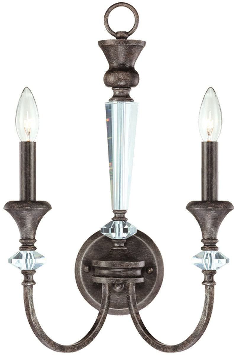 12W Boulevard 2 Light Wall Sconce in Mocha Bronze with Silver Accents - Perfect for Bedroom, Living Room, and Hallway Lighting Decor