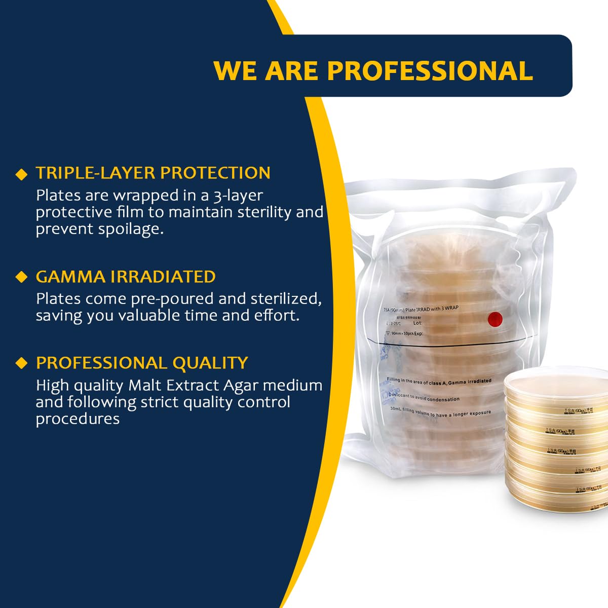 Premium Prepoured Malt Extract Agar (MEA) Petri Dishes for Mushroom Cultivation - 10 Sterile Agar Plates Ready to Use | Ideal for Mycology Labs, Home Growers & Science Experiments